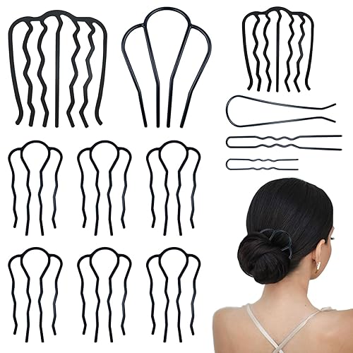 12 peines laterales de metal para el cabello, pinzas de horquilla para el cabello, peine de giro francés, barra de pelo updo, herramientas de