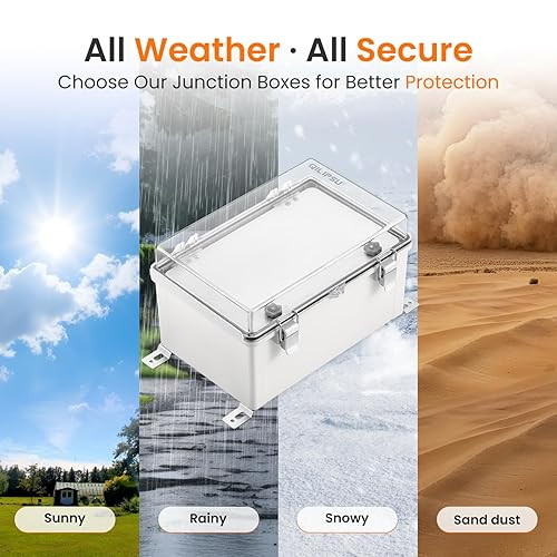 Miniatura 7 de QILIPSU - Caja de conexiones de acero inoxidable con tapa transparente, bisagras, puerta interior y placa de montaje, universal, impermeable IP67,