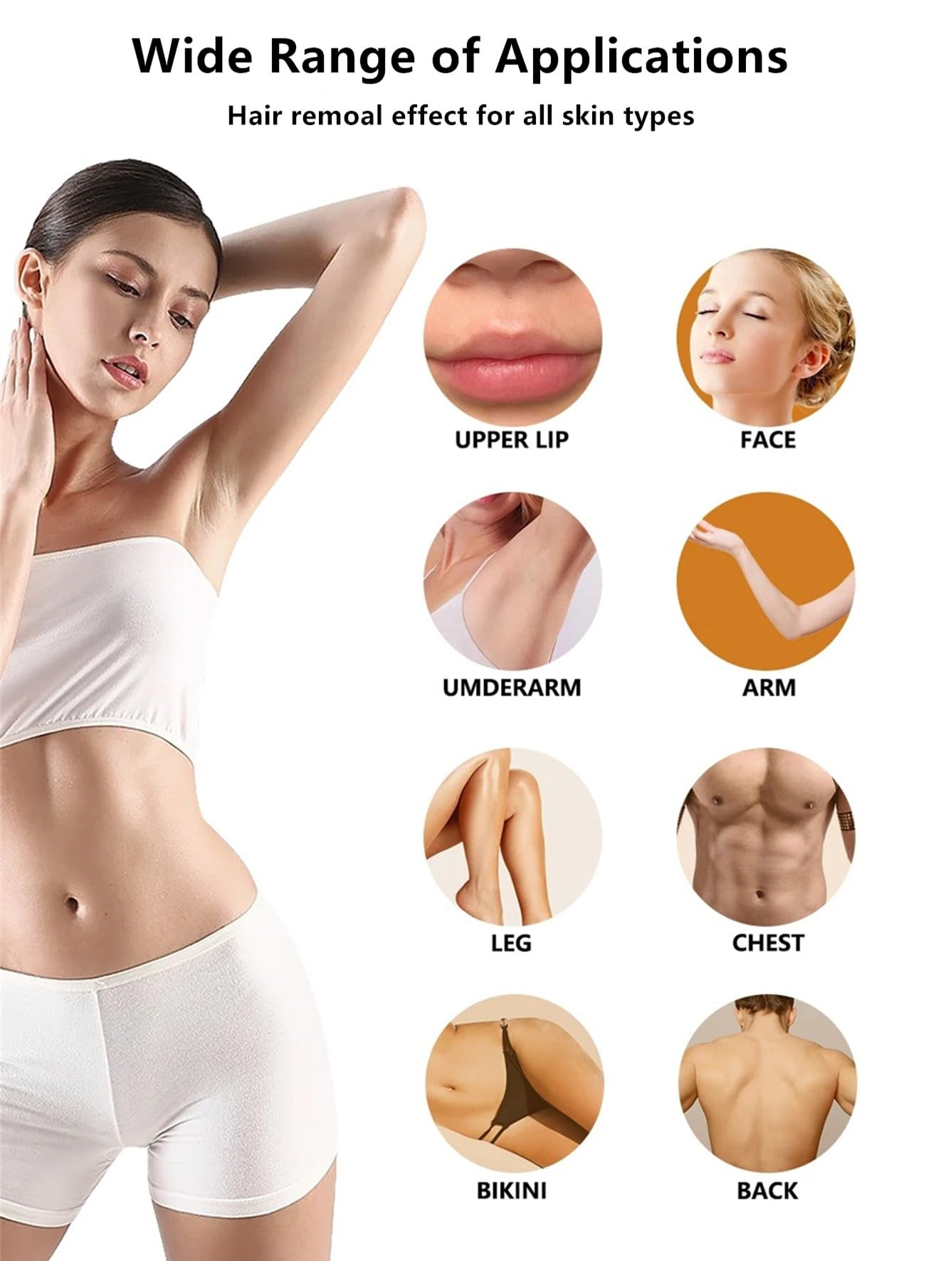 Dispositivo di epilazione laser a diodo, rimozione indolore e permanente dei peli su tutto il corpo, adatto a viso, braccia, gambe e zona bikini, unisex