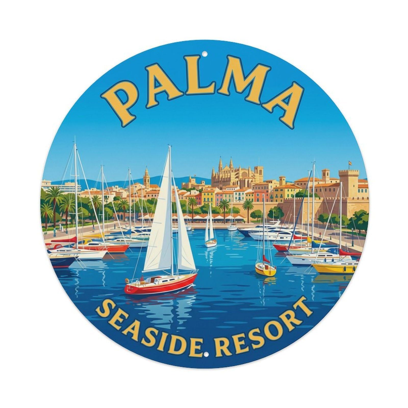 Tgrcjimh Style Metal Tin Sign Vintage Travel Palma Spain Visual