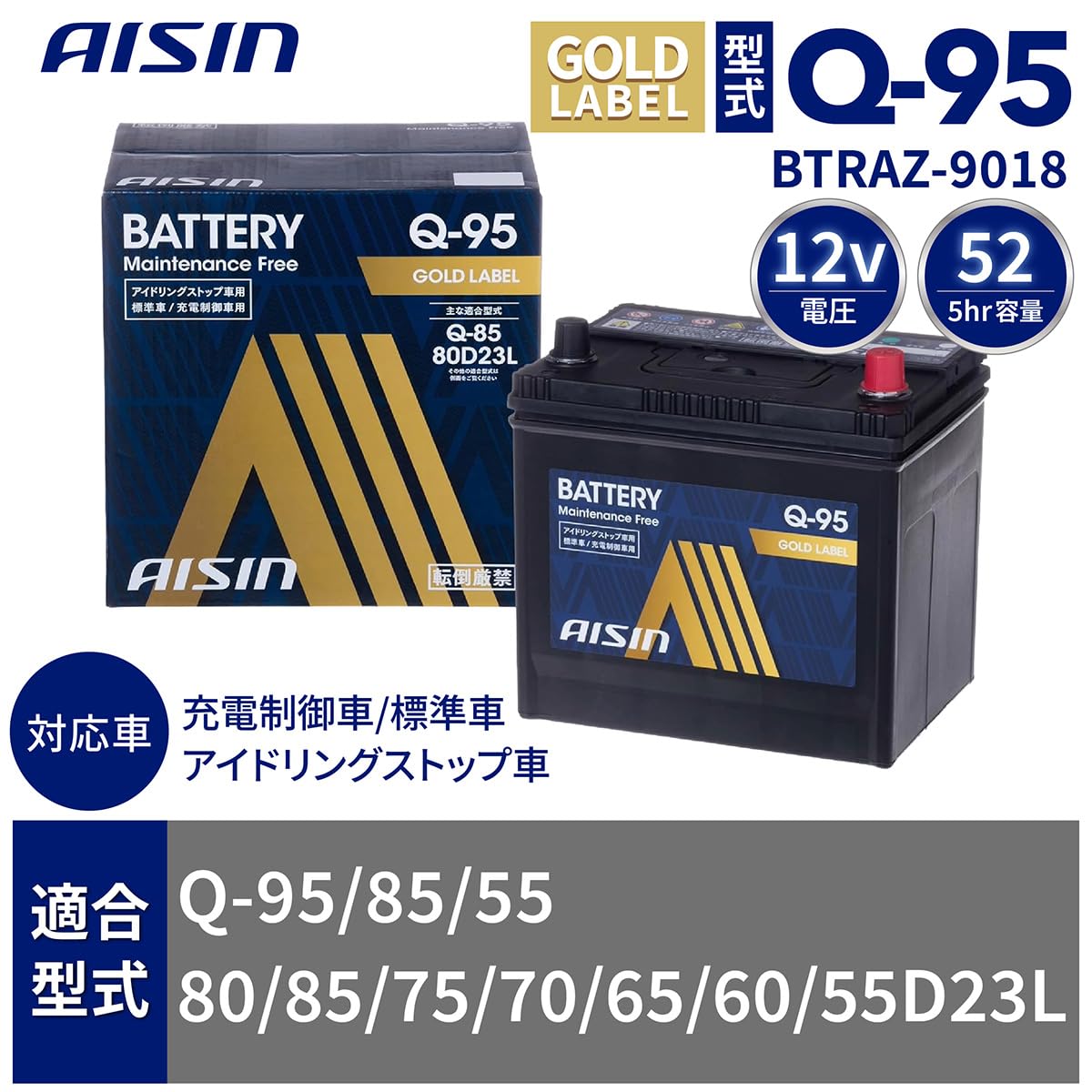 Amazon | アイシン AISIN 車用 バッテリー Q-95 (Q-85 80D23L 他