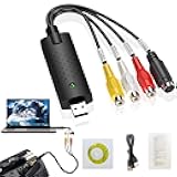Capture Card, USB Video Capture Card Device, Audio Video Converter Grabber for RCA to USB-Convert VHS Mini DV VCR Hi8 DVD to Digital, for PC TV Tape Player Camcorder, MAC Windows Vista Compatible