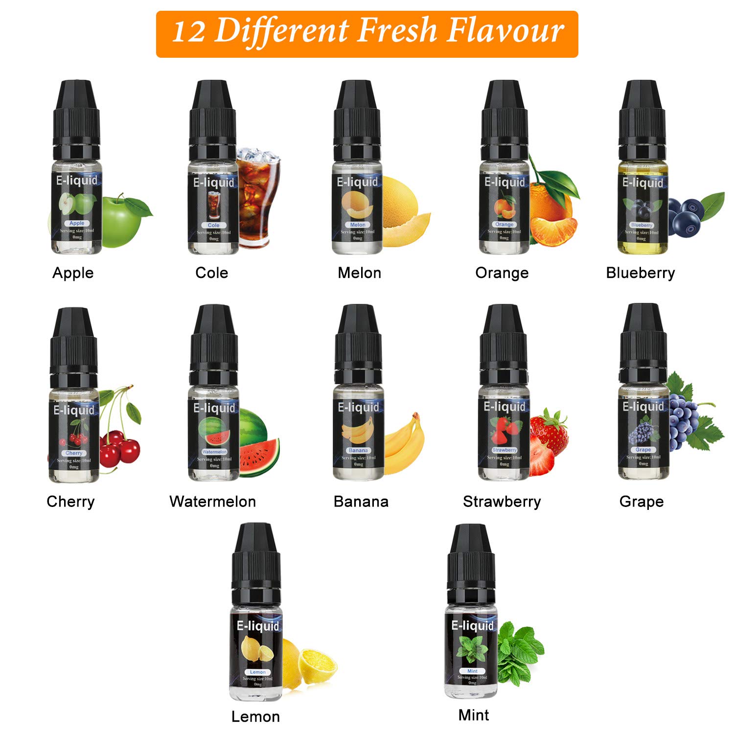 E-Liquide Sans Nicotine 12 * 10ml Pour Cigarette lectronique 50VG/50PG de Fruits : Amazon.fr: High-Tech E-Liquide Sans Nicotine 12 * 10ml Pour Cigarette lectronique 50VG/50PG de Fruits : Amazon.fr: High-Tech