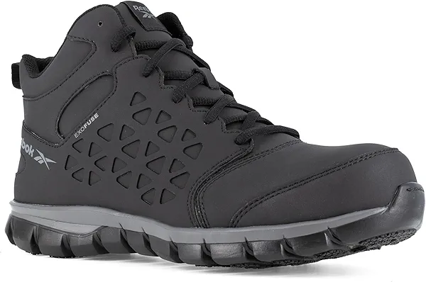 Reebok Work Men's Sublite Cushion Work Black and Gray Composite Toe Boots