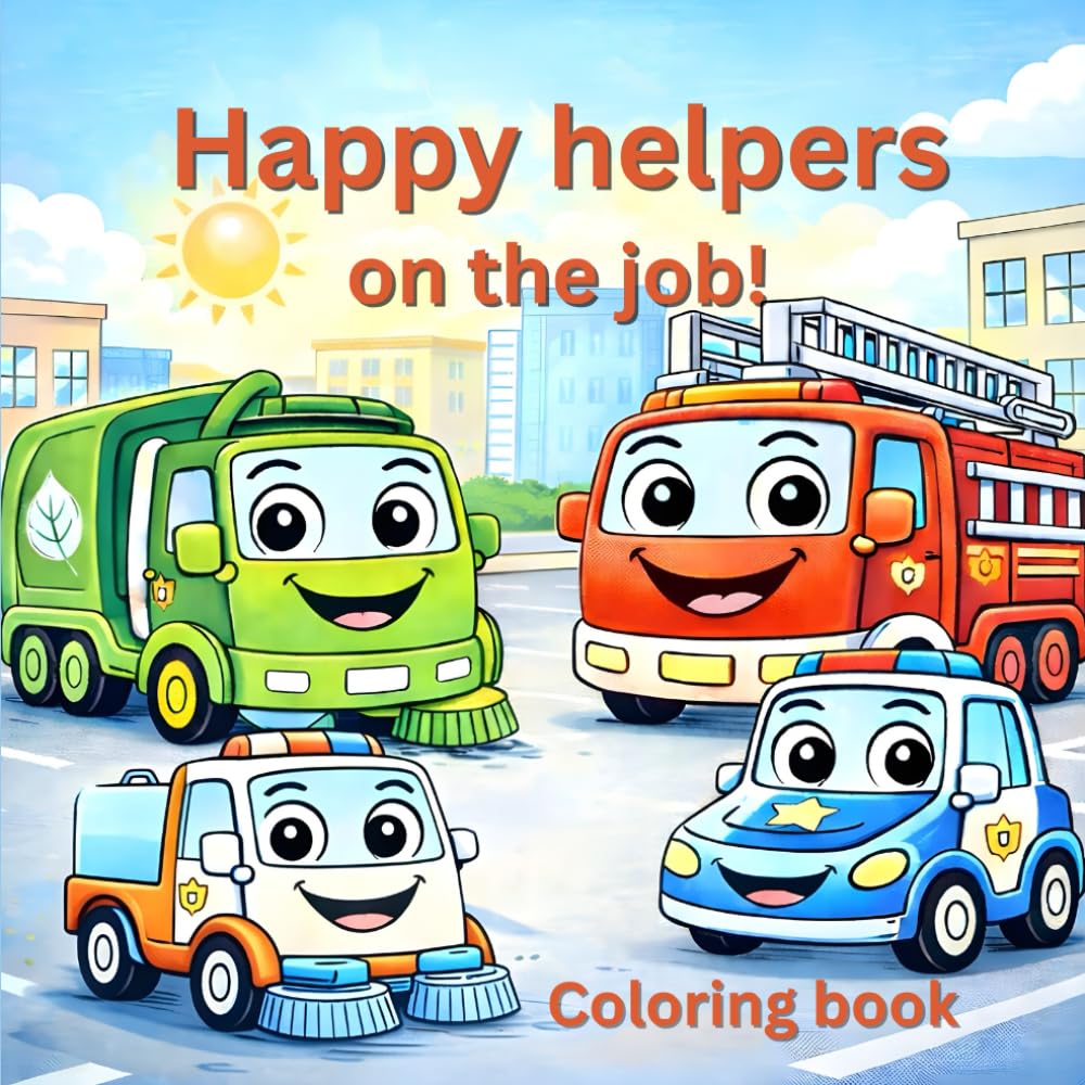 Happy Helpers on the Job!: A Fun Coloring Adventure with Friendly City Vehicles