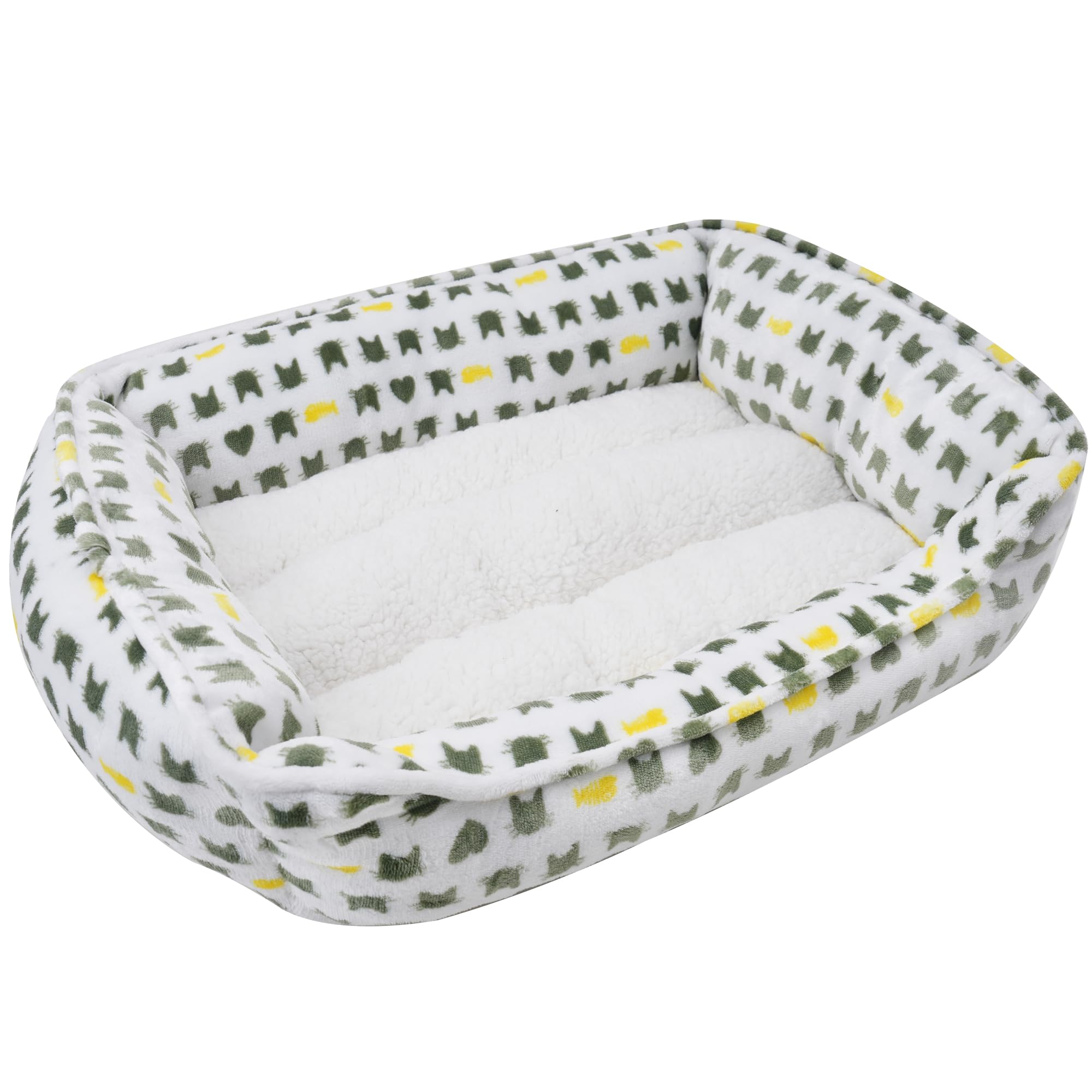 AIWIKIDE Dog Sofa Bed, Anti-Anxiety Puppy Cuddler Bed for Puppy Dog & Cat, Rectangle Washable Bed with White Mattress, Extra Small