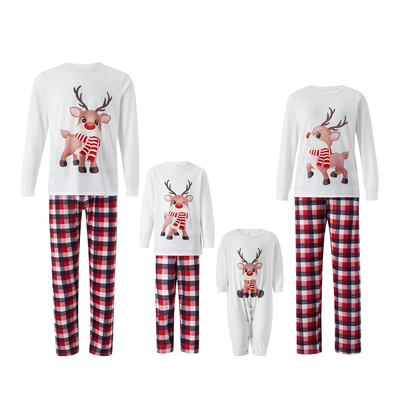 FeMereina FamilyConjunto de pijama de Navidad a juego con estampado de elk para adultos y niños, juego de ropa de descanso familiar