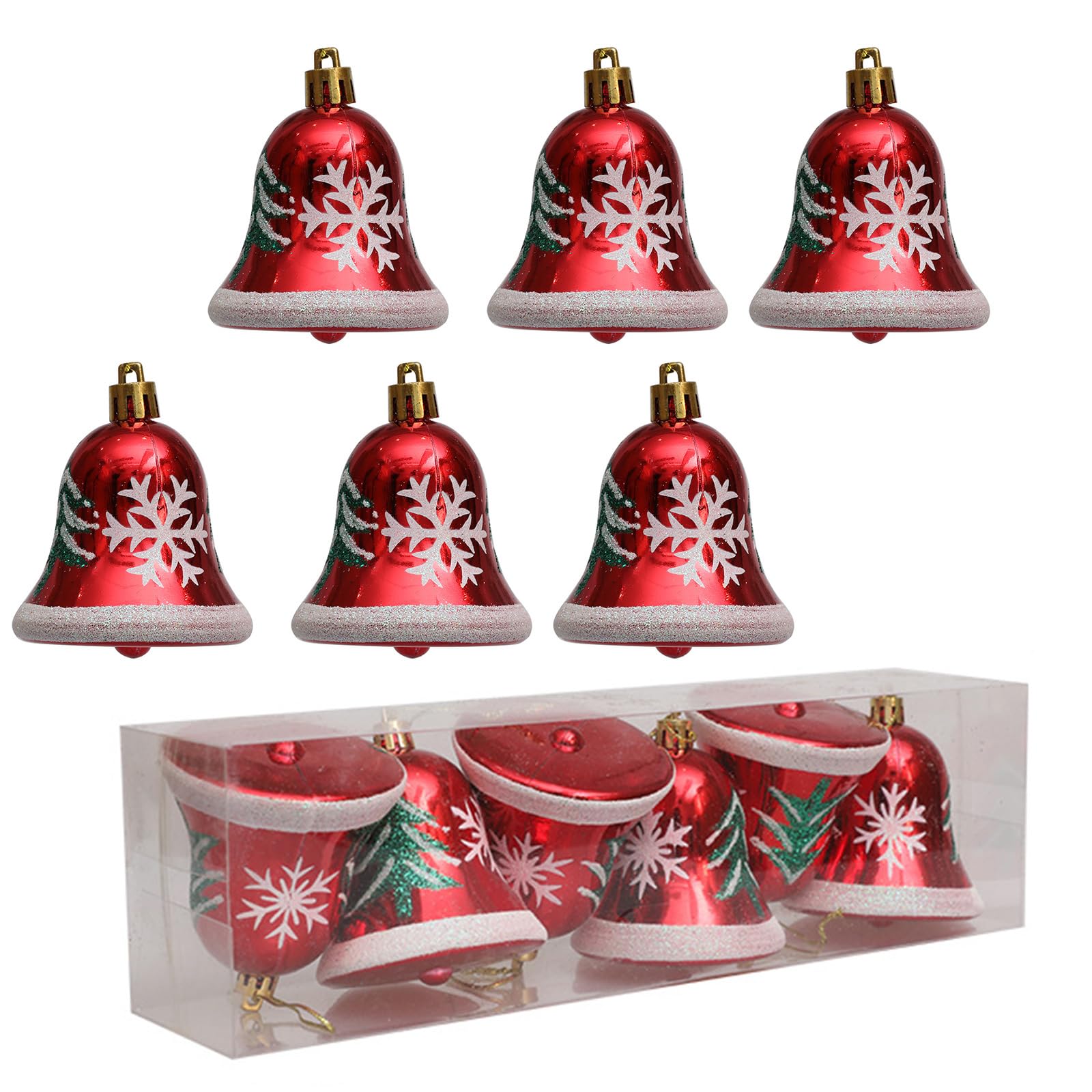 Buxuaaaa Of 2 Baubles Bells Christmas Tree Hanging Pendant Tree Ornament Handpainted Festival Decors Holiday Window Display Festival Hanging Charm