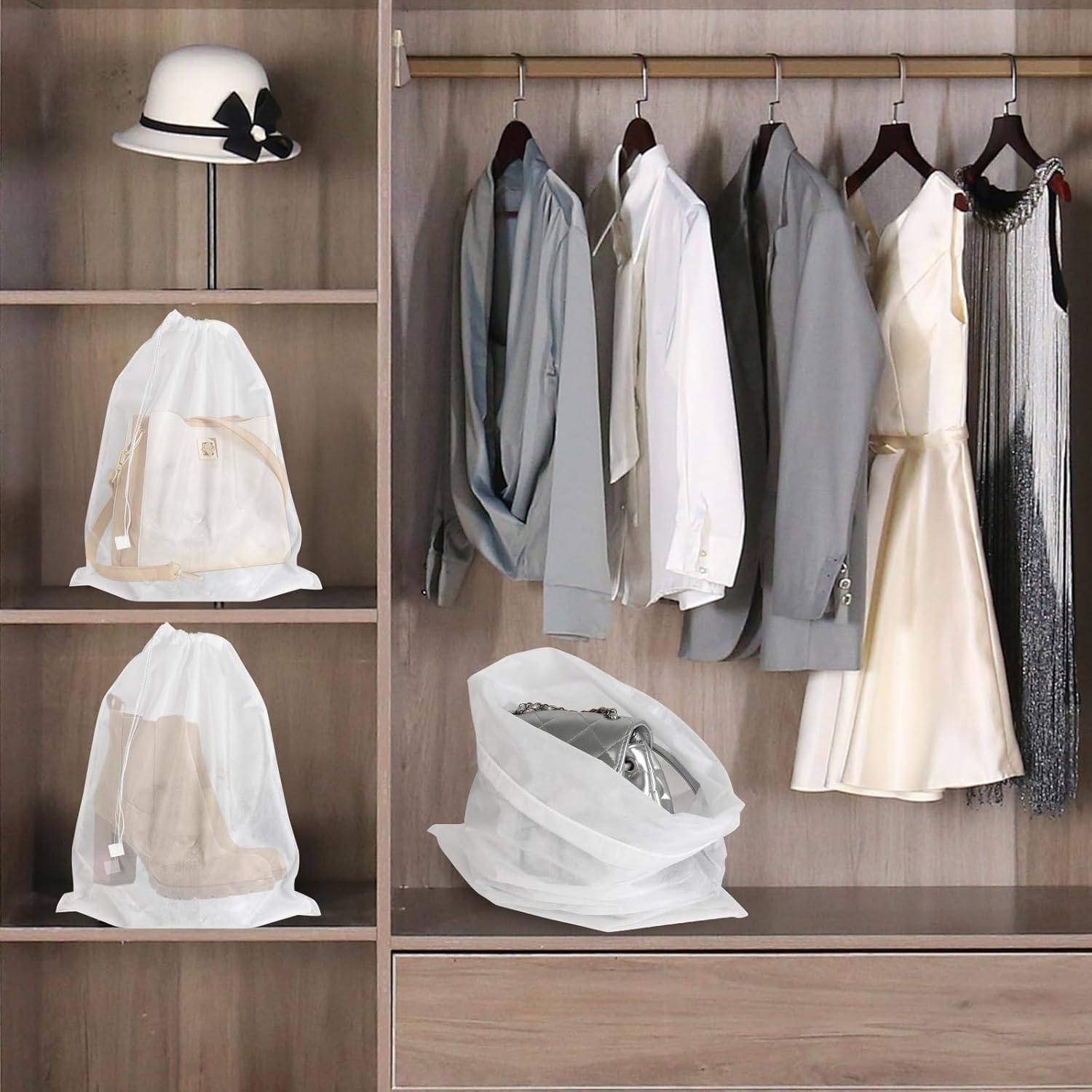 Multi-Purpose Reusable Dust Bags 50 Pcs (15.7x19.7 Inch) - Non-Woven Organizers for Handbags, Purses, Shoes, Closet & Travel Storage - Image 6