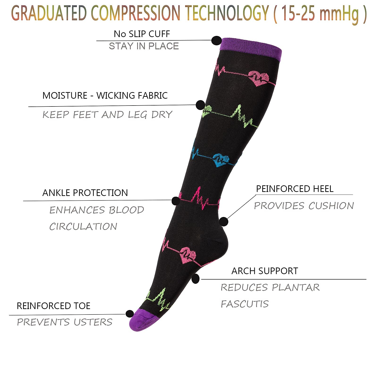 Compression Socks for Women Men (4 Pairs),Knee High Sock for Nurse,Travel,Sports