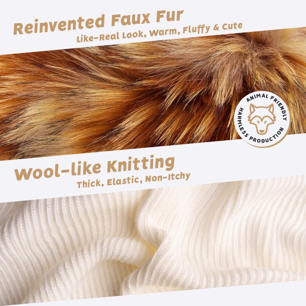 Futrzane Classic Hooded Scarf - Faux Fur Hooded Scarves for Women - Cowl & Hat