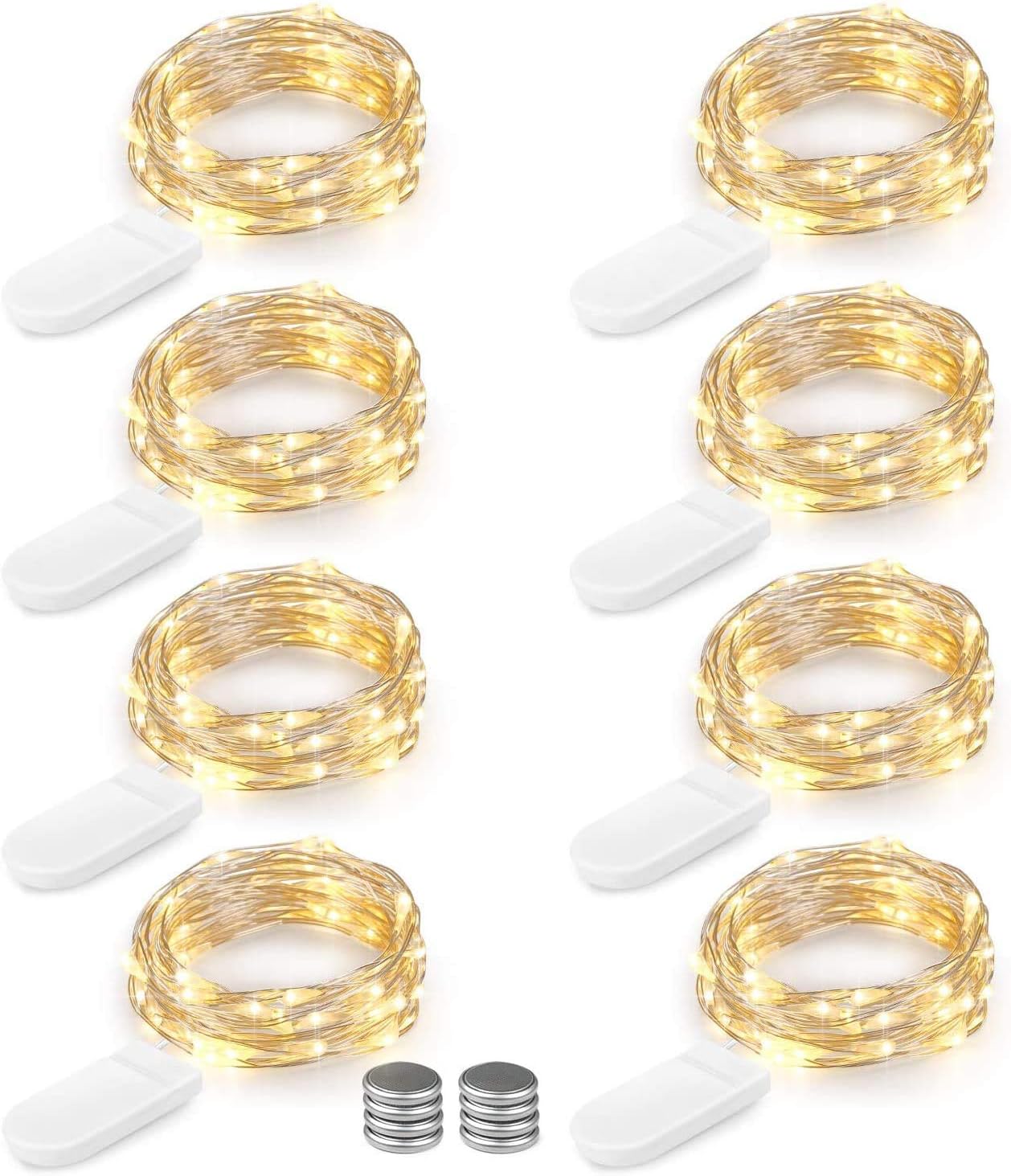 6 Stück Lichterketten Batterie 2M - 20 LED Kupferdraht Mit Timer Für Innen & Außen