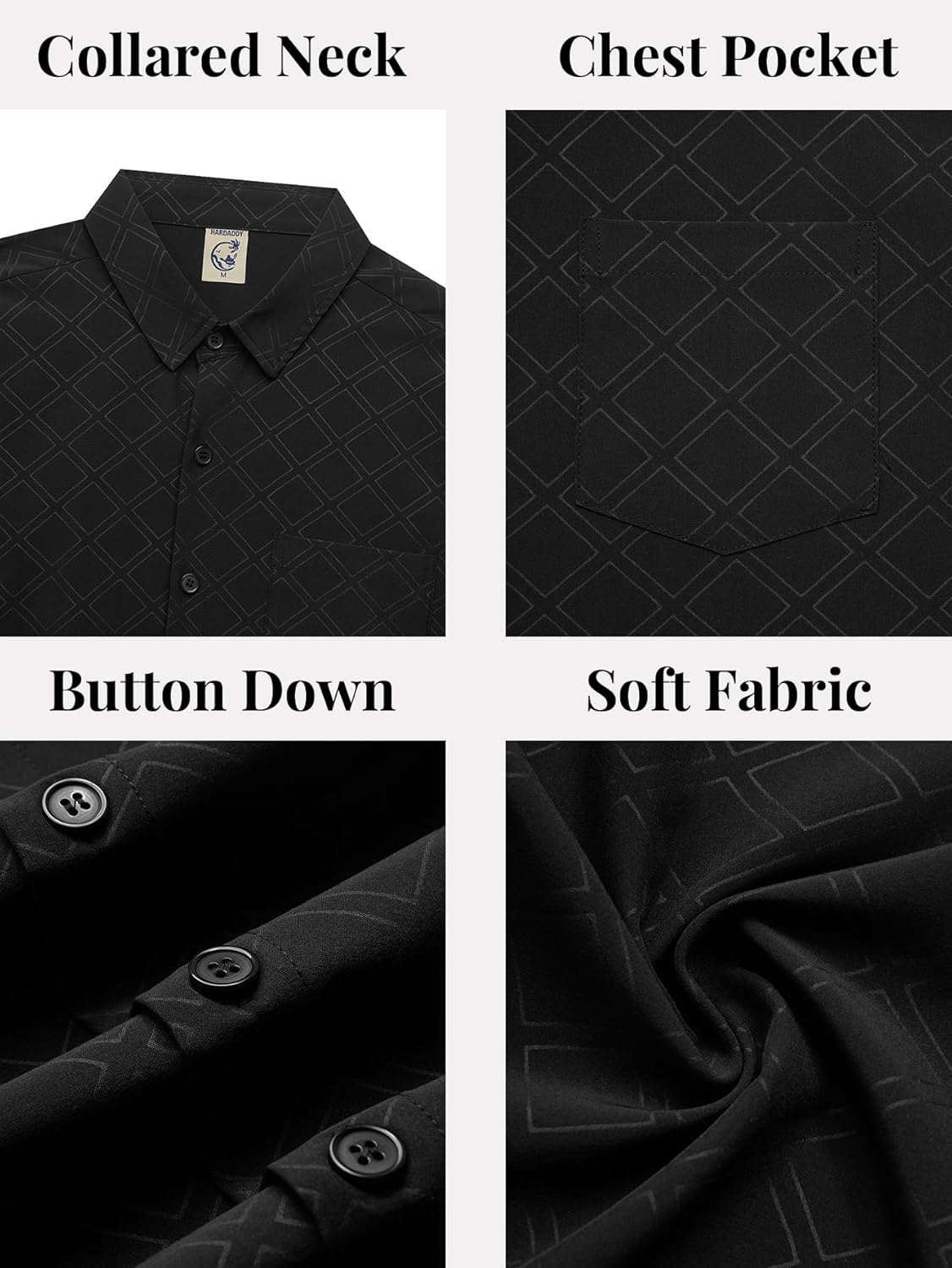 Hardaddy Men's Casual Button Down Shirt Short Sleeve Four-Way Stretch Printed Button Up Business Dress Shirt for Men - Image 6