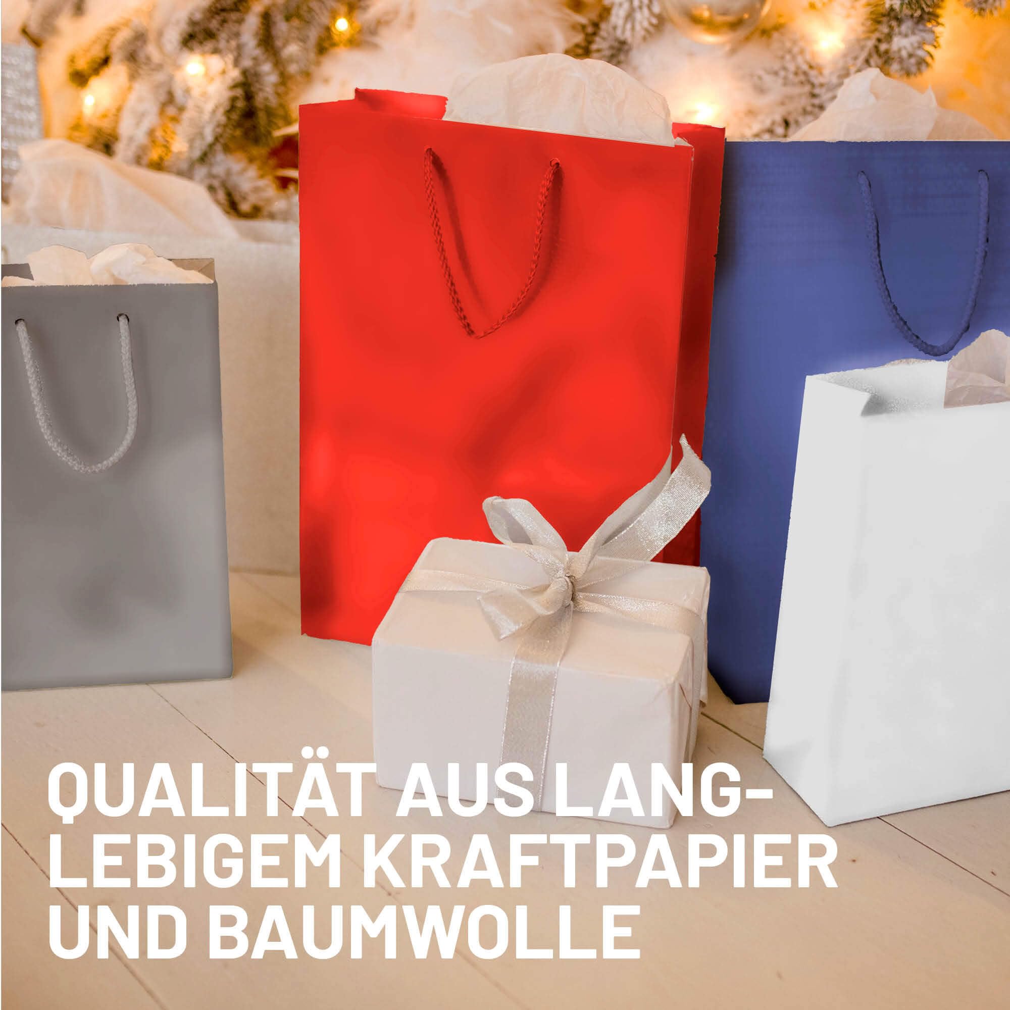 Geschenk-Tüten 50 Stück | Glänzende Papier-Tüten mit Henkel | Geschenk-Tüte 48x15x40 cm | Papier-Tüte ideal für Geburtstag, Weihnachten, Einzug & Mitbringsel | Weiß