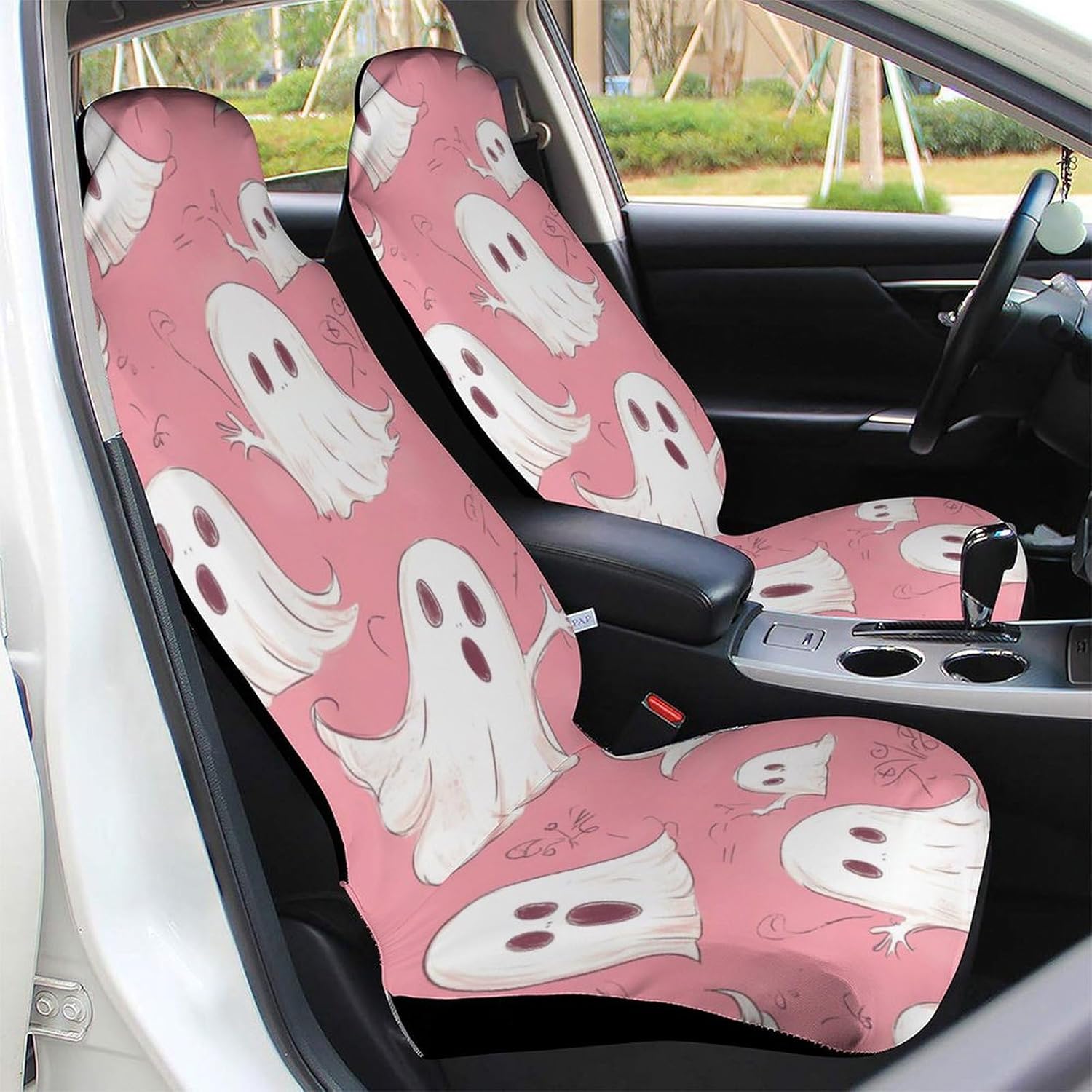 Halloween Cute Ghost Car Seat Covers Universal Car Front Seats Protector Auto Interior Accessories 1PCS