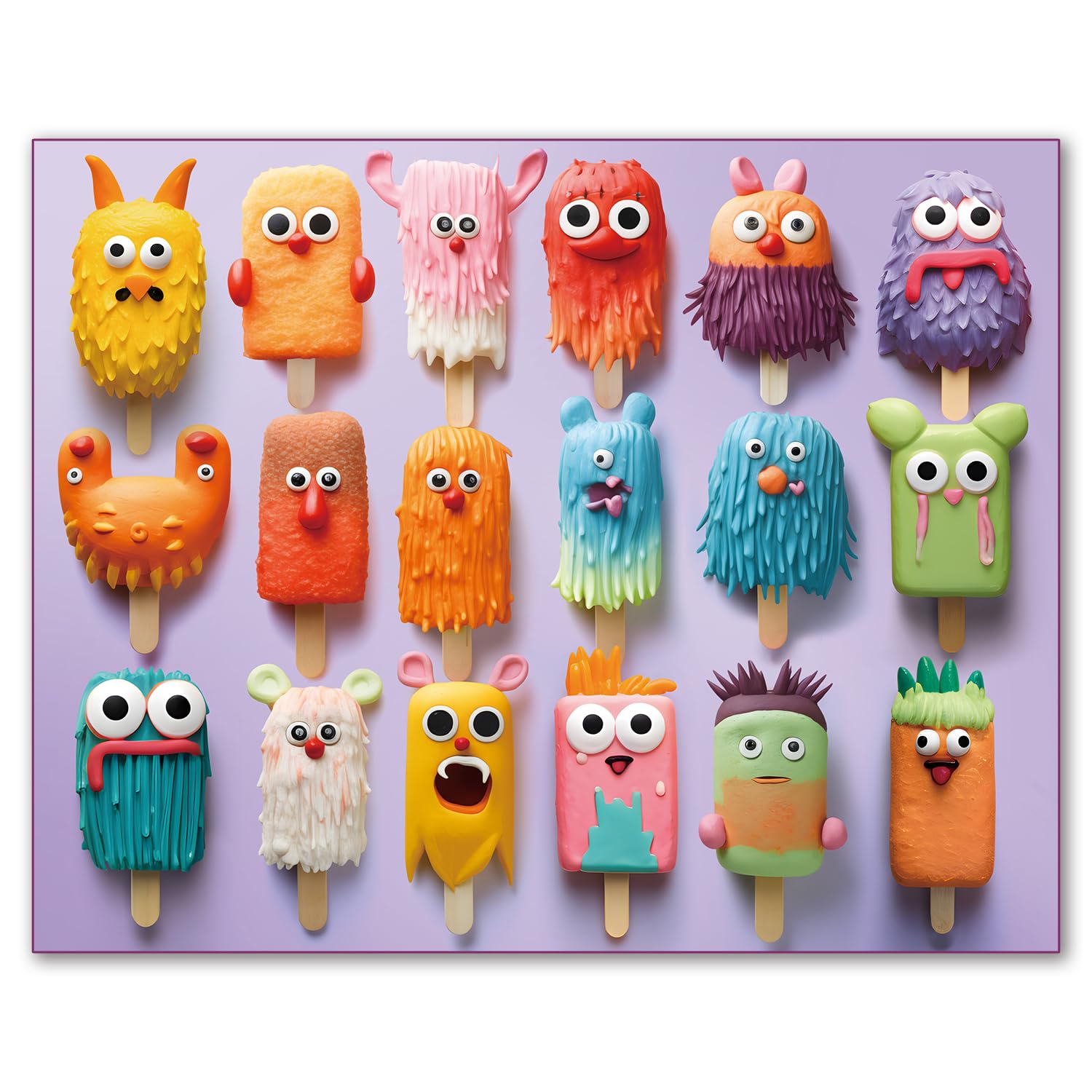fishwisdom100 Pieces Jigsaw Puzzles for Kids and Teens, Family Happy Games Puzzle, Extra Large Piece Jigsaw Popsicle Monsters
