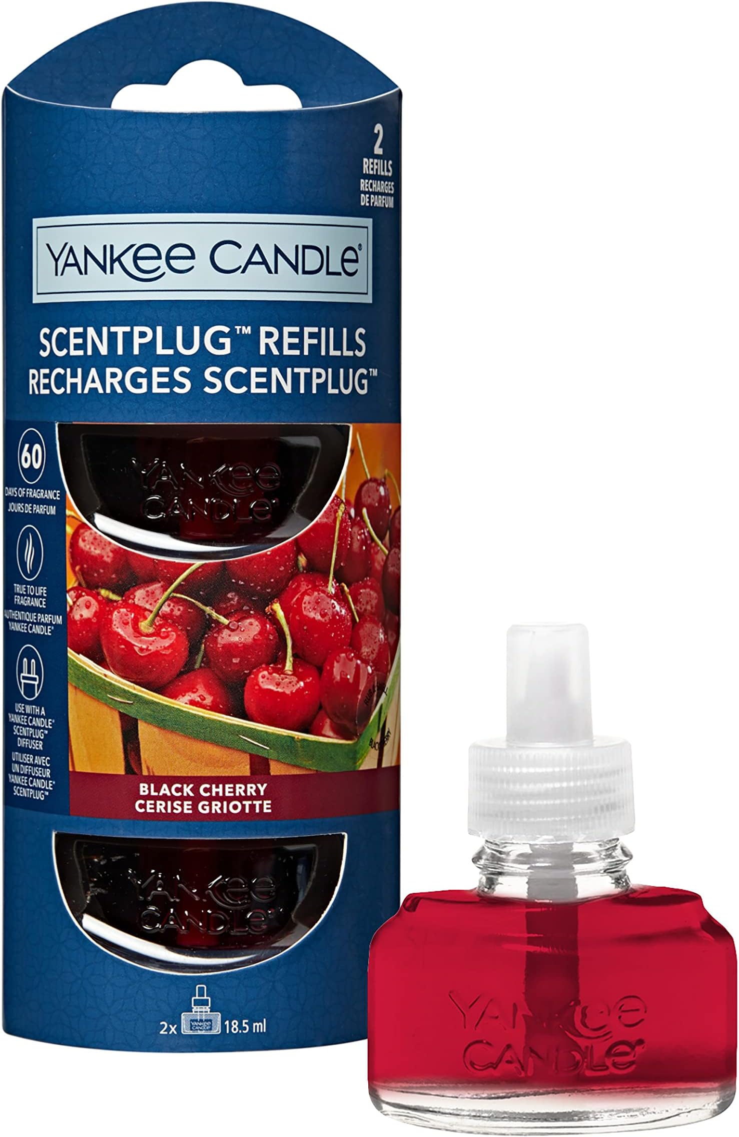 ScentPlug Fragrance Refills | Black Cherry Plug in Air Freshener Oil | Up to 60 Days of Fragrance | 2 Count