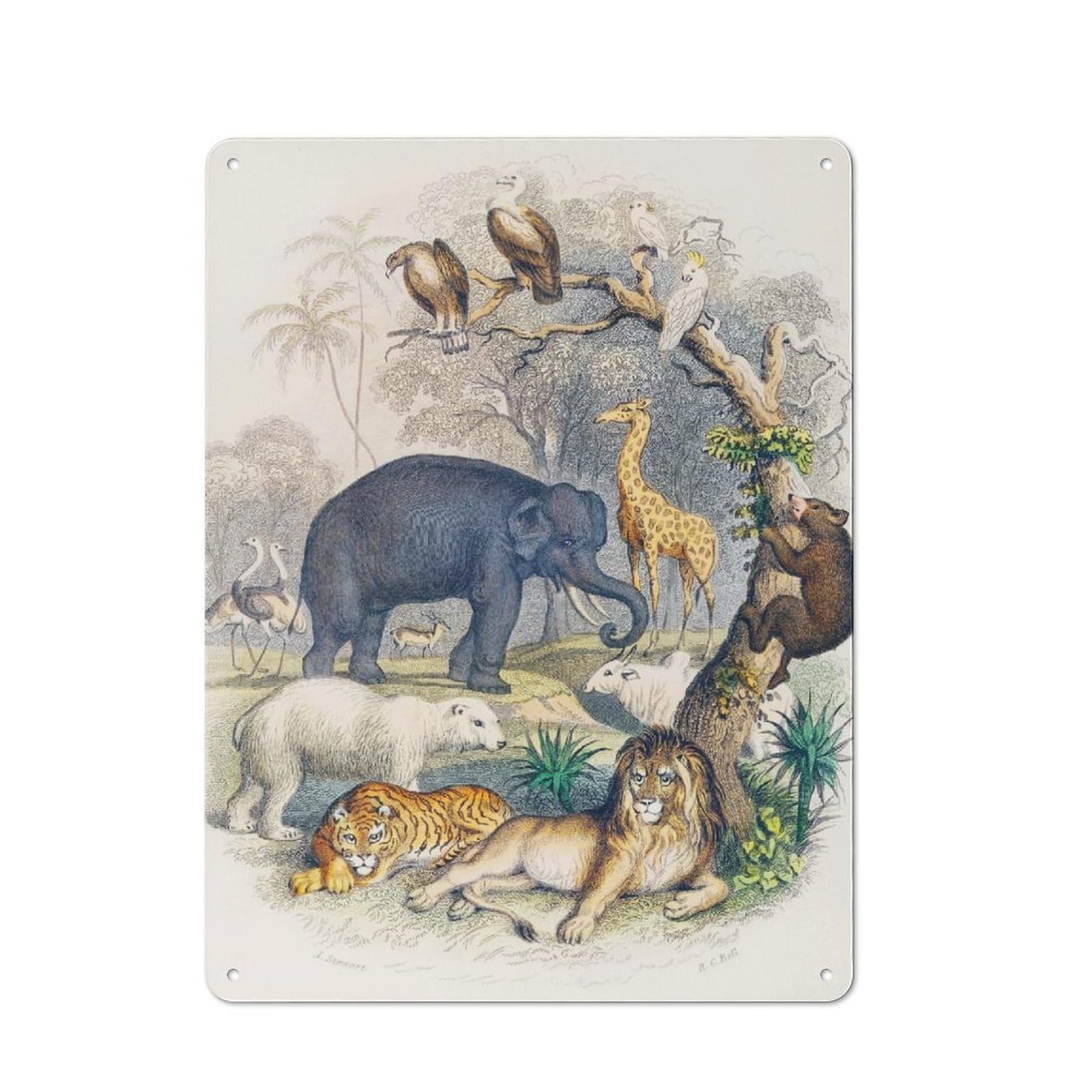 Metal Wall Art Sign with Animal Design 40x30cm, Urban Industrial Wall Decor for Workspace, Cafe, Hallway Or Garage