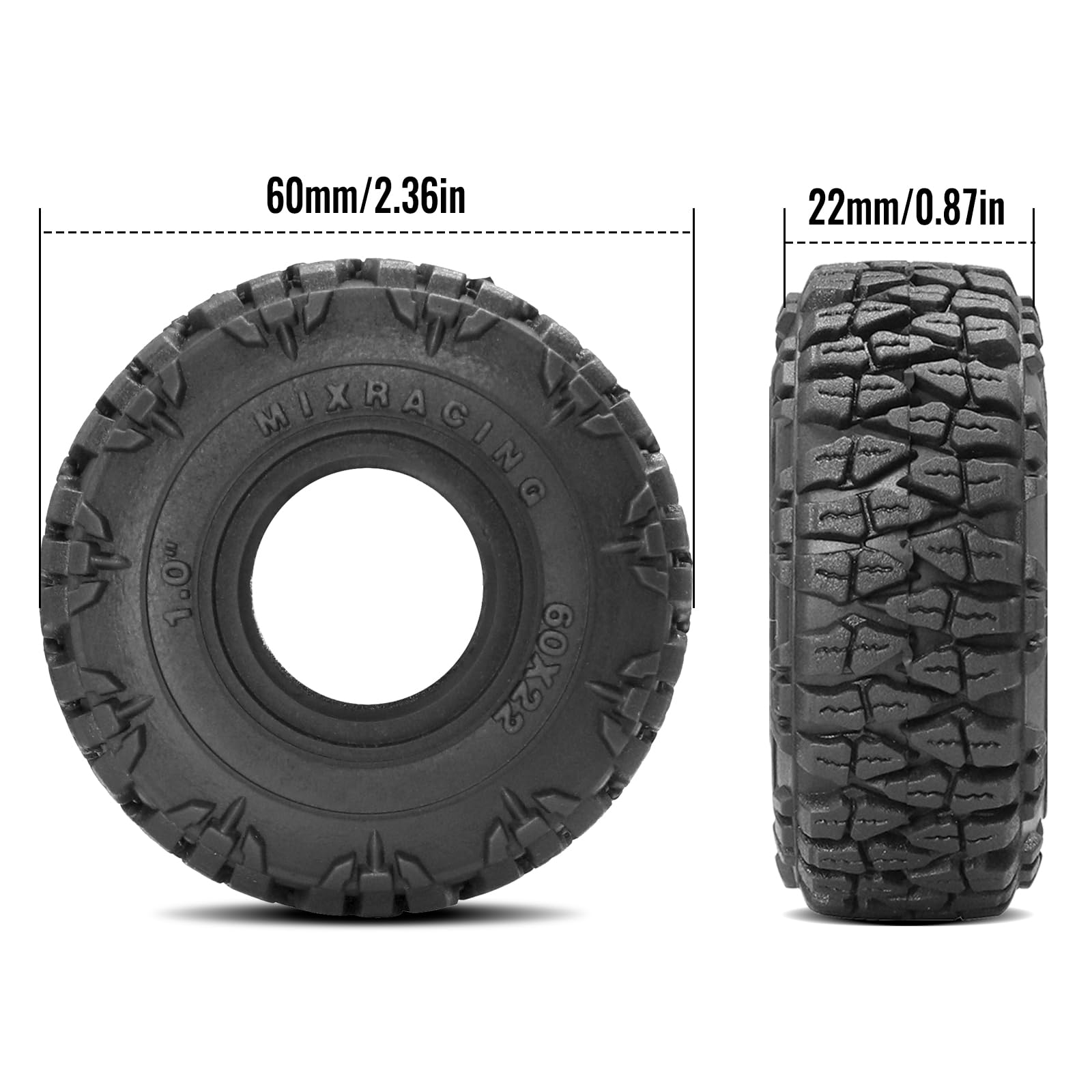 Juego De Neumáticos RC Crawler 1.0” De Goma – Duraderos Y Ligeros Para 1/24 SCX24, Con Fuerte Amortiguación