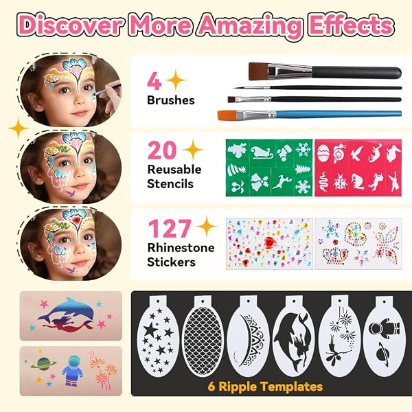 Janolia Body Painting, 26 colores maquillaje kit hipoalergénico no tóxico con 4 pinceles, maquillaje infantil profesional, maquillaje facial para niños, pintura facial para niños, para Halloween - 4