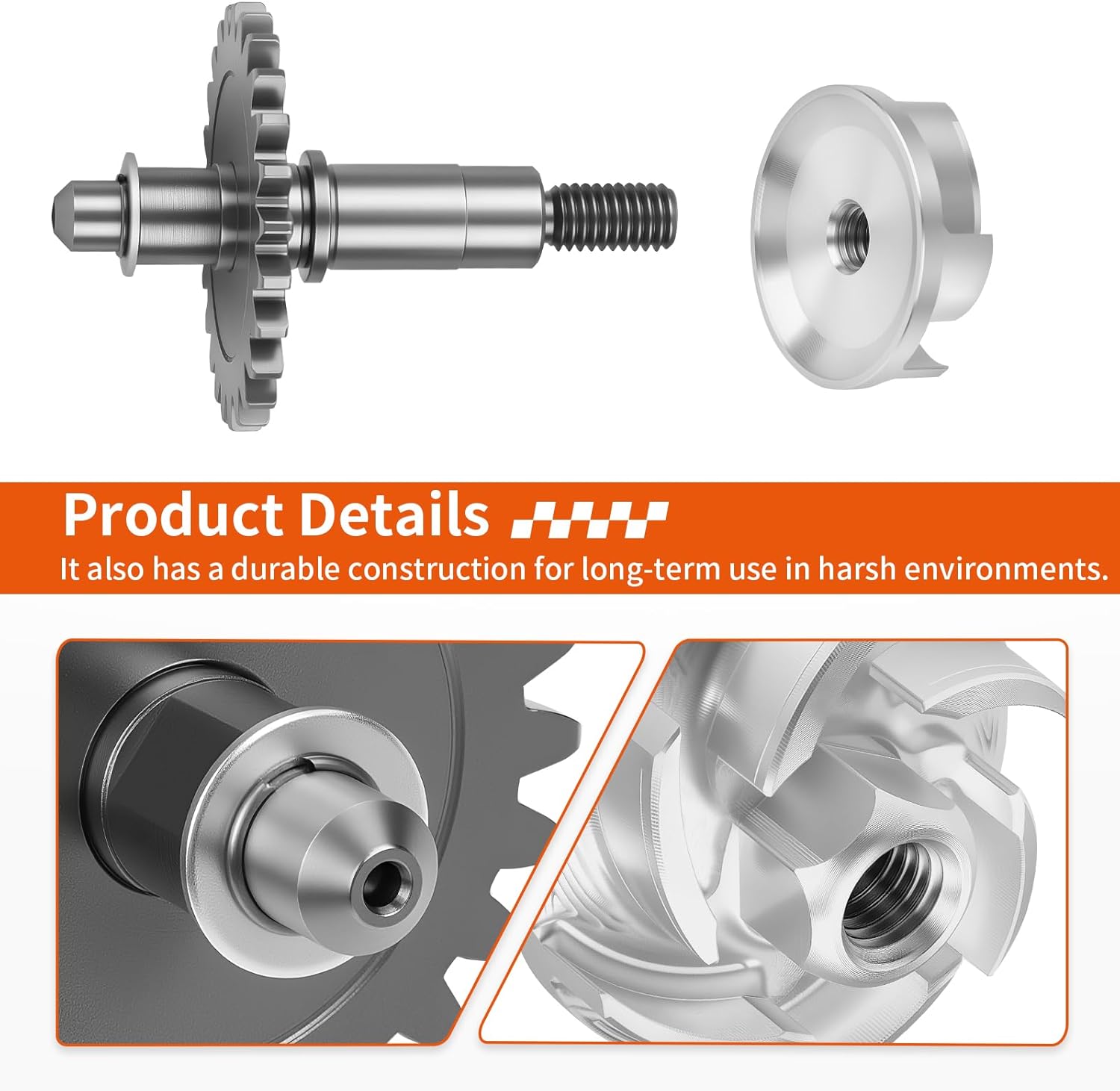 Water Pump Impeller w/Shaft Gear For Yamaha YZ65 2018-2024 YZ85 2002-2024 YZ125PSK/RSK 2002-2003 5PA-12451-00-00 5PA-12459-00-00