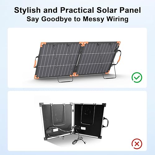 Miniatura 7 de Panel solar portátil bifacial de 100 vatios para estación de energía, cargador solar plegable de 20 V con impermeabilidad IP68, 23.5% de alta