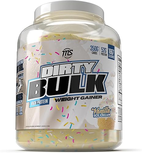 MAN Sports - Sucio a granel Helado de vainilla en polvo con alto contenido de proteínas para ganar peso con 1.83 oz de proteína