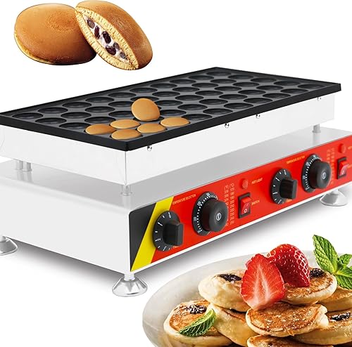 Miniatura 7 de Máquina para hacer panqueques eléctrica comercial, 50 agujeros, 1.8 pulgadas, mini panqueques holandeses, parrilla, panadero, waffle, muffins,
