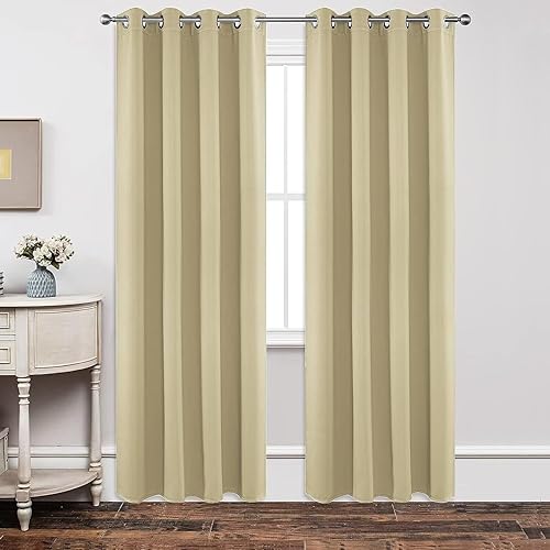 Joydeco - Juego de 2 paneles de cortinas opacas de 63 pulgadas, 2 cortinas largas con aislamiento térmico burg, cortinas de oscurecimiento con