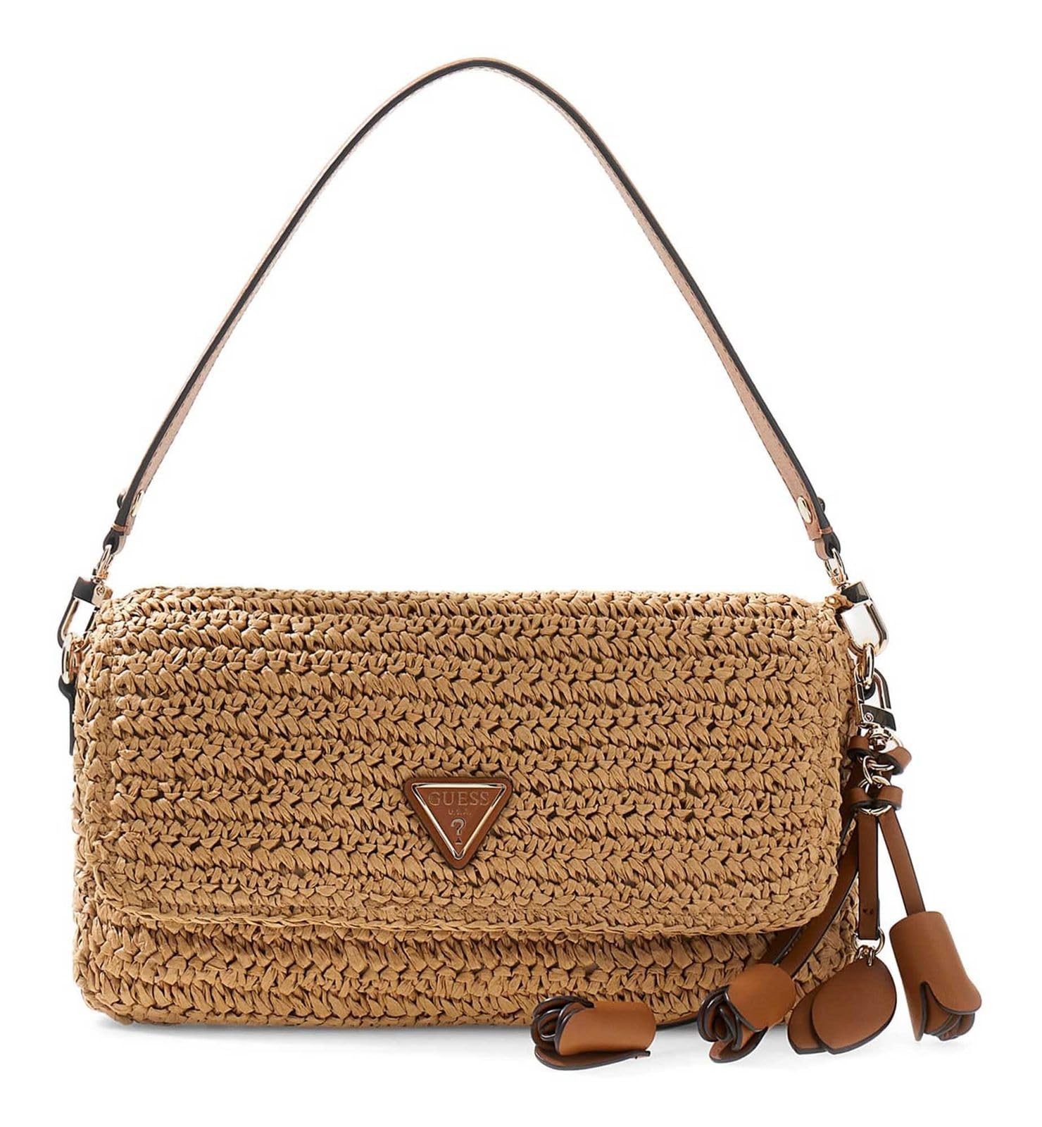 GUESS Schultertasche Umhängetasche Ofelia Flap Shoulder Bag Natural/Cognac hellbraun