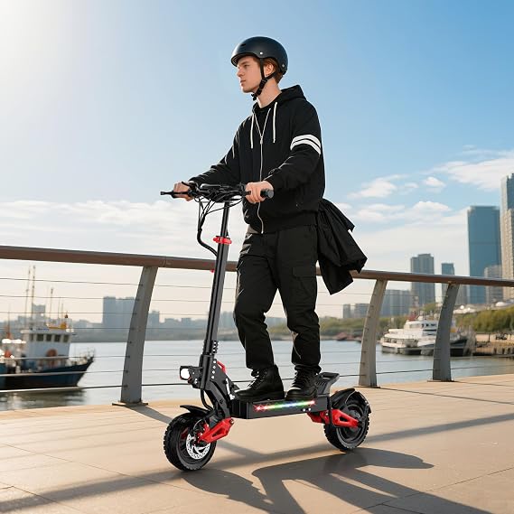 Electric Scooter Adults,1200/1600W Motor, 28/34 MPH Top Speed & 30/40 Miles Range, 48V 18/21AH Big Battery, 10/11 Off-Road Tire Folding E Scooter with Seat, Double Suspension & Braking Systems