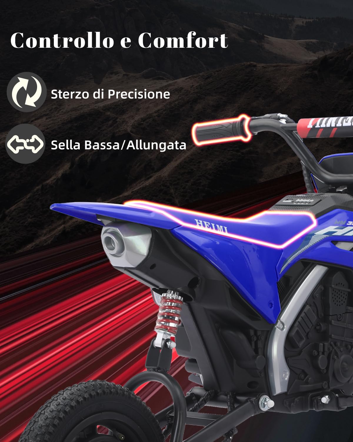 TCARAIWEN Dirt Bike Elettrica per Bambini, Moto Elettrica 24V per Bambini dai 6 Anni in Su, Pneumatici Off-Road e Ammortizzatore con Freno a Tamburo, Giocattolo Cavalcabile fino a 18 km/h (blu)