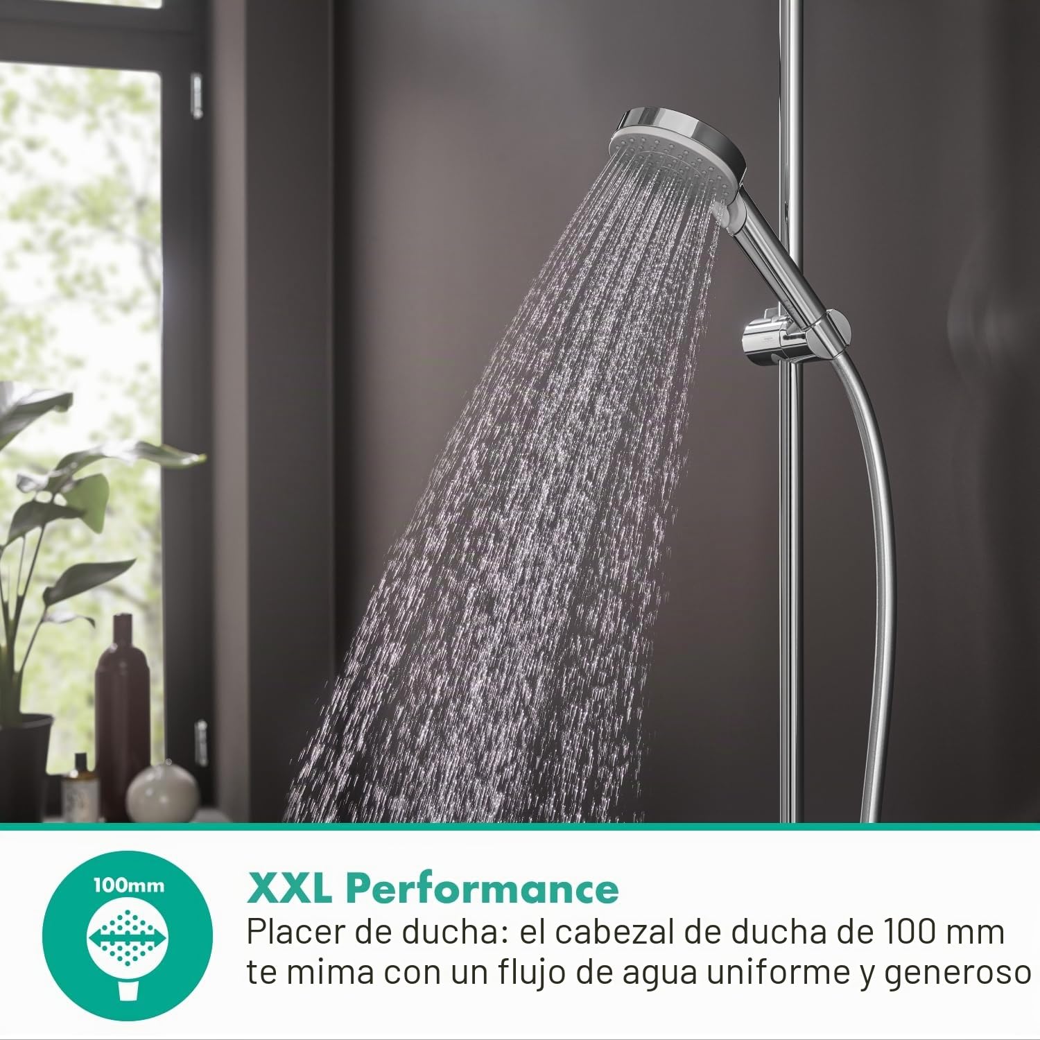 hansgrohe Vernis Blend Ducha de mano 100 Vario, Ahorro de agua, cromo, 26340000