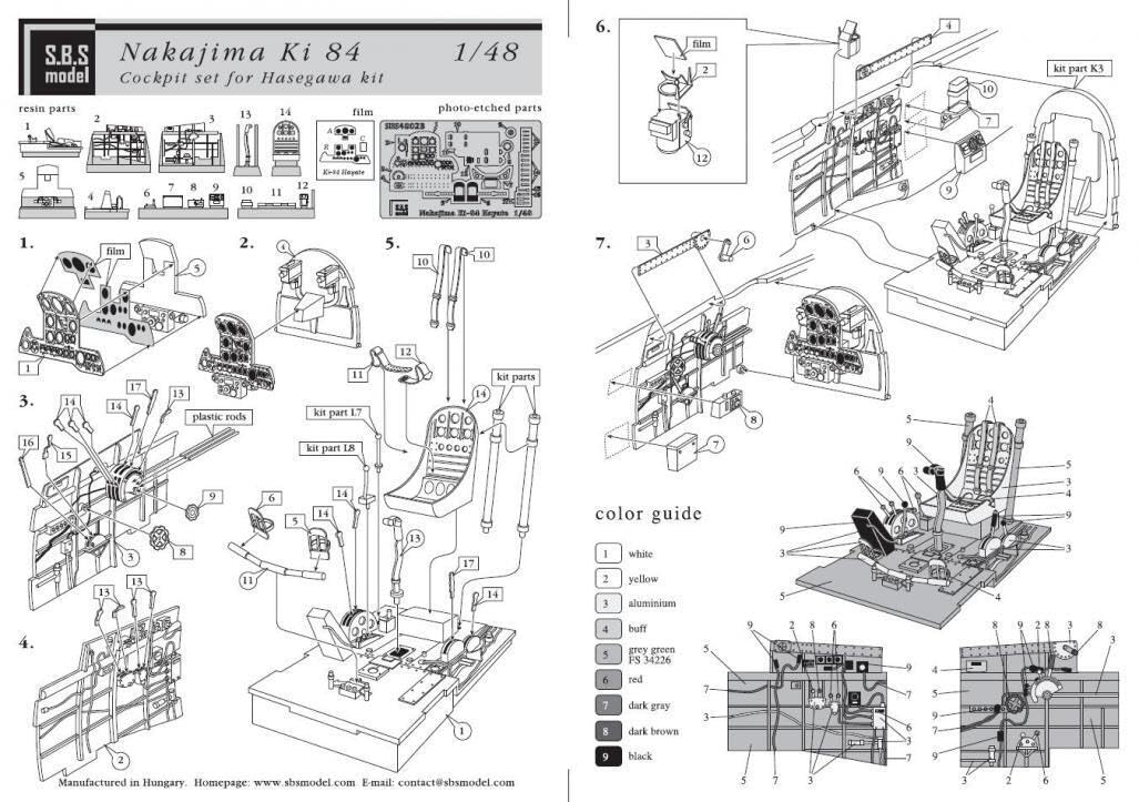 Amazon.com: SBS 48023 1/48 Ki-84 Hayate (Frank) Cockpit Set for