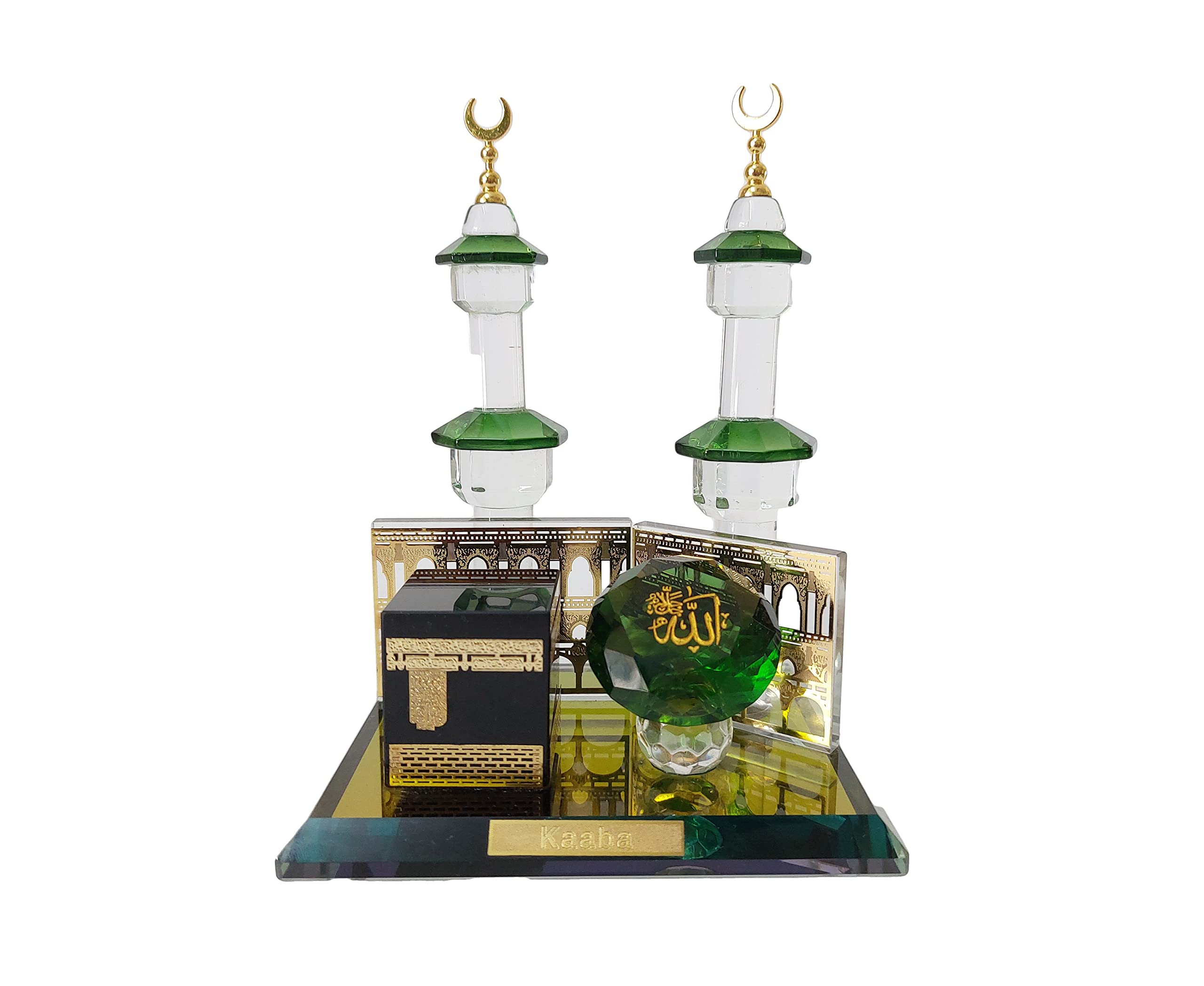 DigaNT Kabba Mecca Allah Crystal & Minaret Gold Plated Showpiece Idol Finguries Ideal for Home Décor Collectable | Office Décor Gift