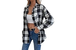 Women's Long Sleeve Button-Down Flannel Shirt