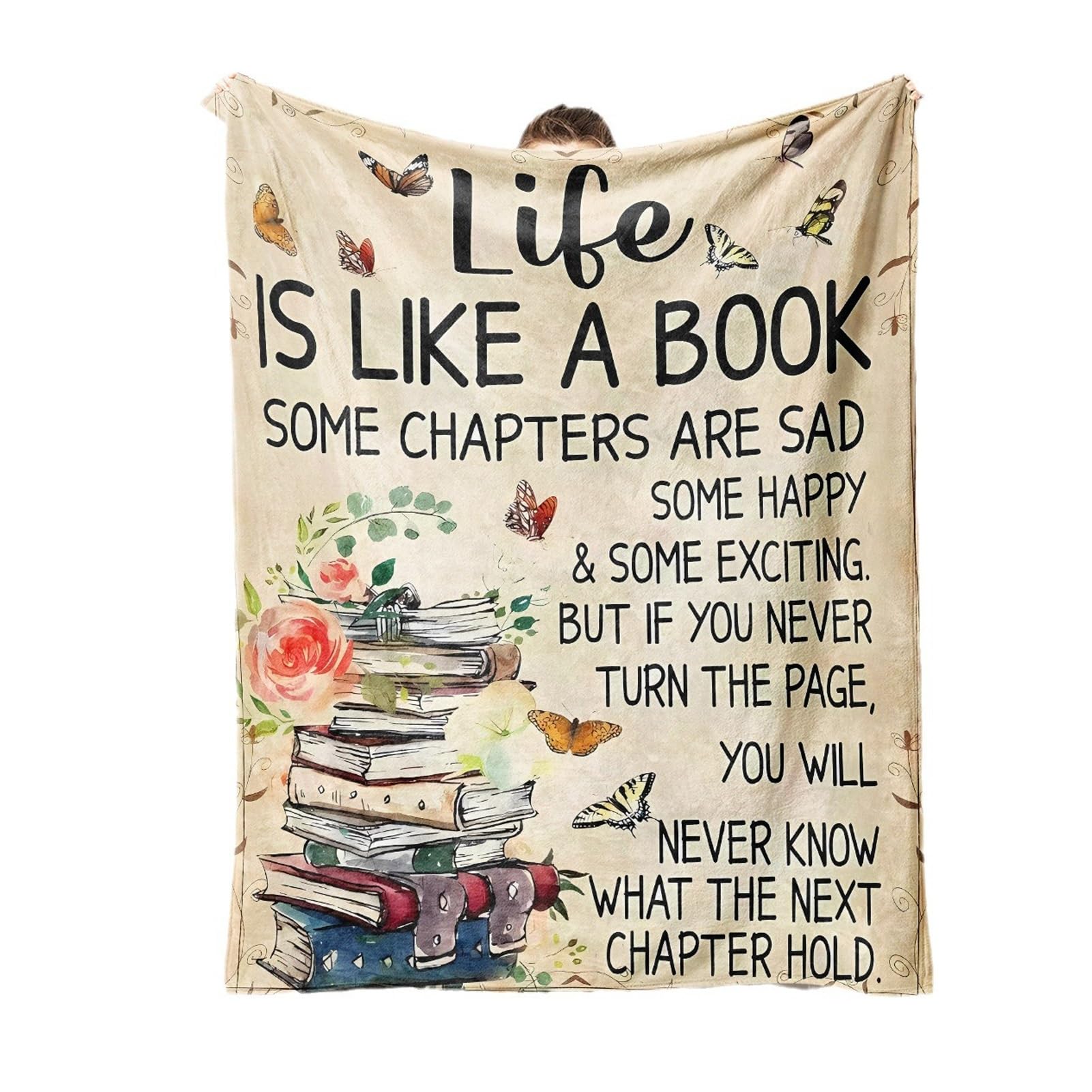 ZGSYH Life is Like A Book Reading Blanket for Book Lovers,New Gifts for Book Lovers - Soft Lightweight Flannel Throw Blankets for Couch Bedding Sofa Travel (Size : 130 * 150cm)