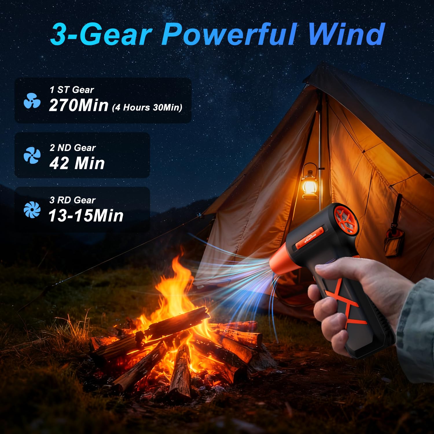 WHATOOK Souffleur Air Comprimé: 250000 TR/Min Pulvérisation d’Air Comprimé avec 270 Minutes d'autonomie Ultra-Longue, 3 Vitesses Souffleur Puissant pour PC Duster, Nettoyage PC, Maison, Voiture
