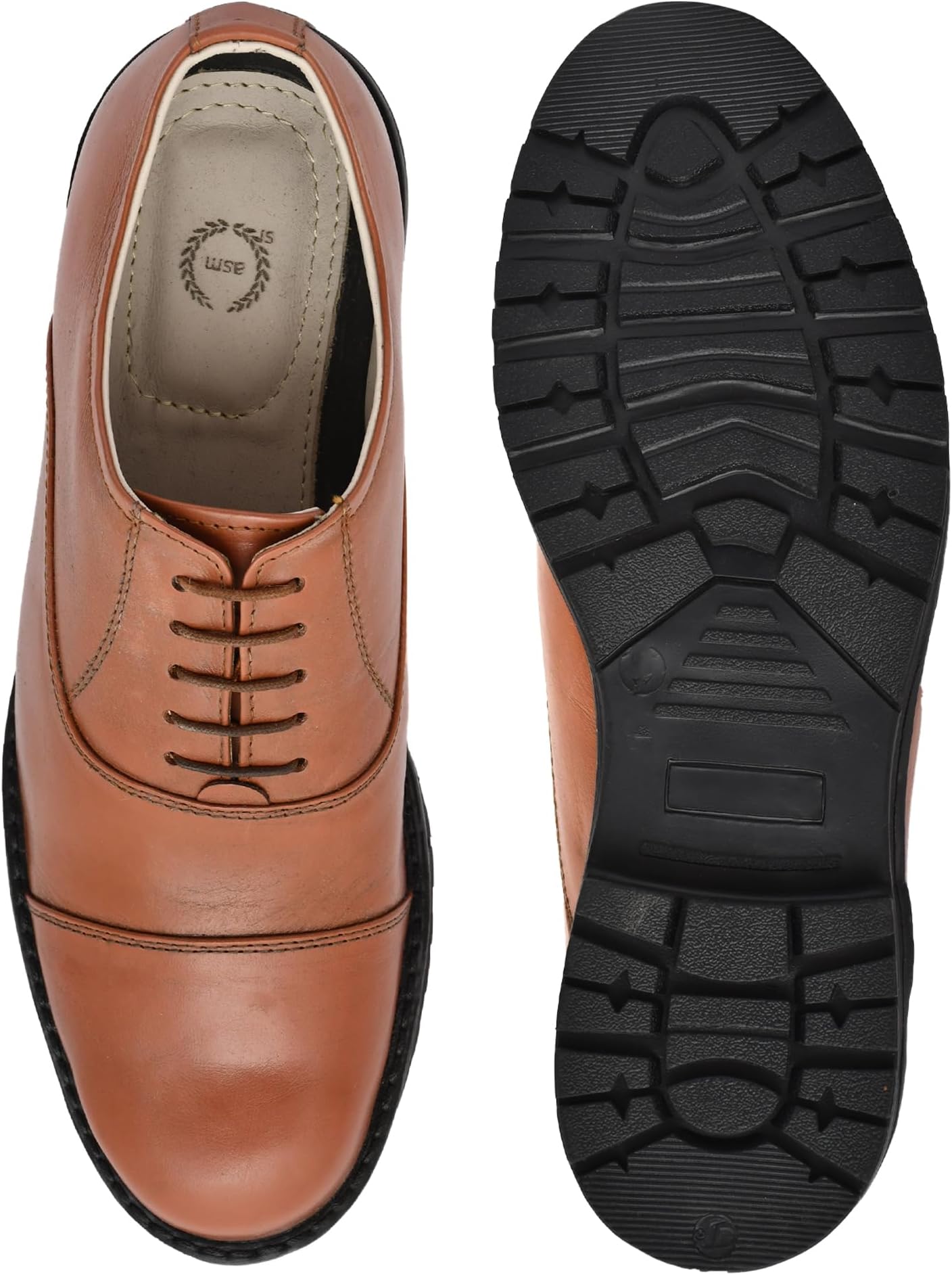 Safety Shoes : Leather Formal Oxford Shoes with Steel Toe, Memory Foam Footpad & Anti Skid, Heavy Duty Rubber Sole.