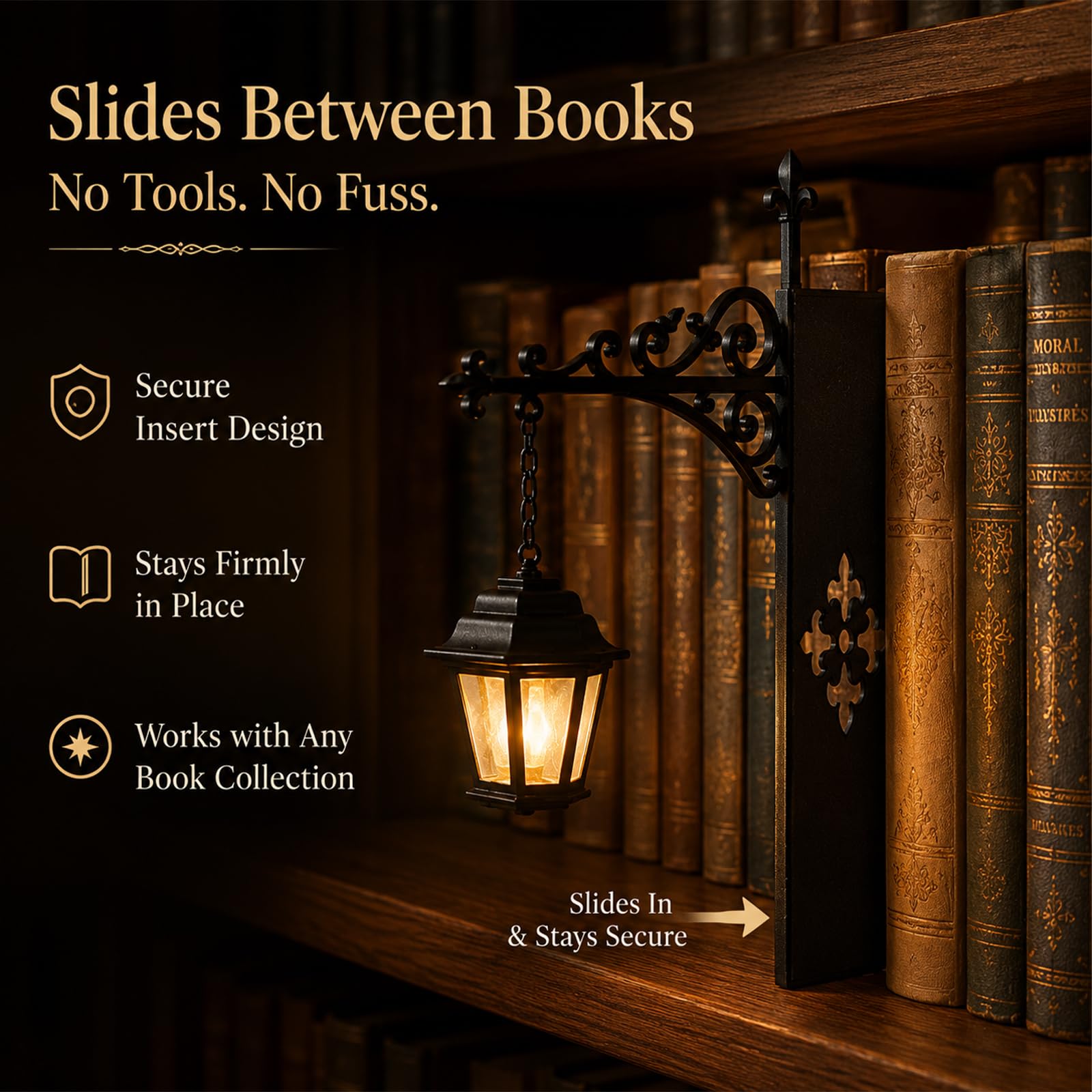 Library Lantern Bookshelf Lighting – Vintage Miniature Lamp, Warm & Cool Light Modes, 2-Pack For Reading Nook & Literary Decor