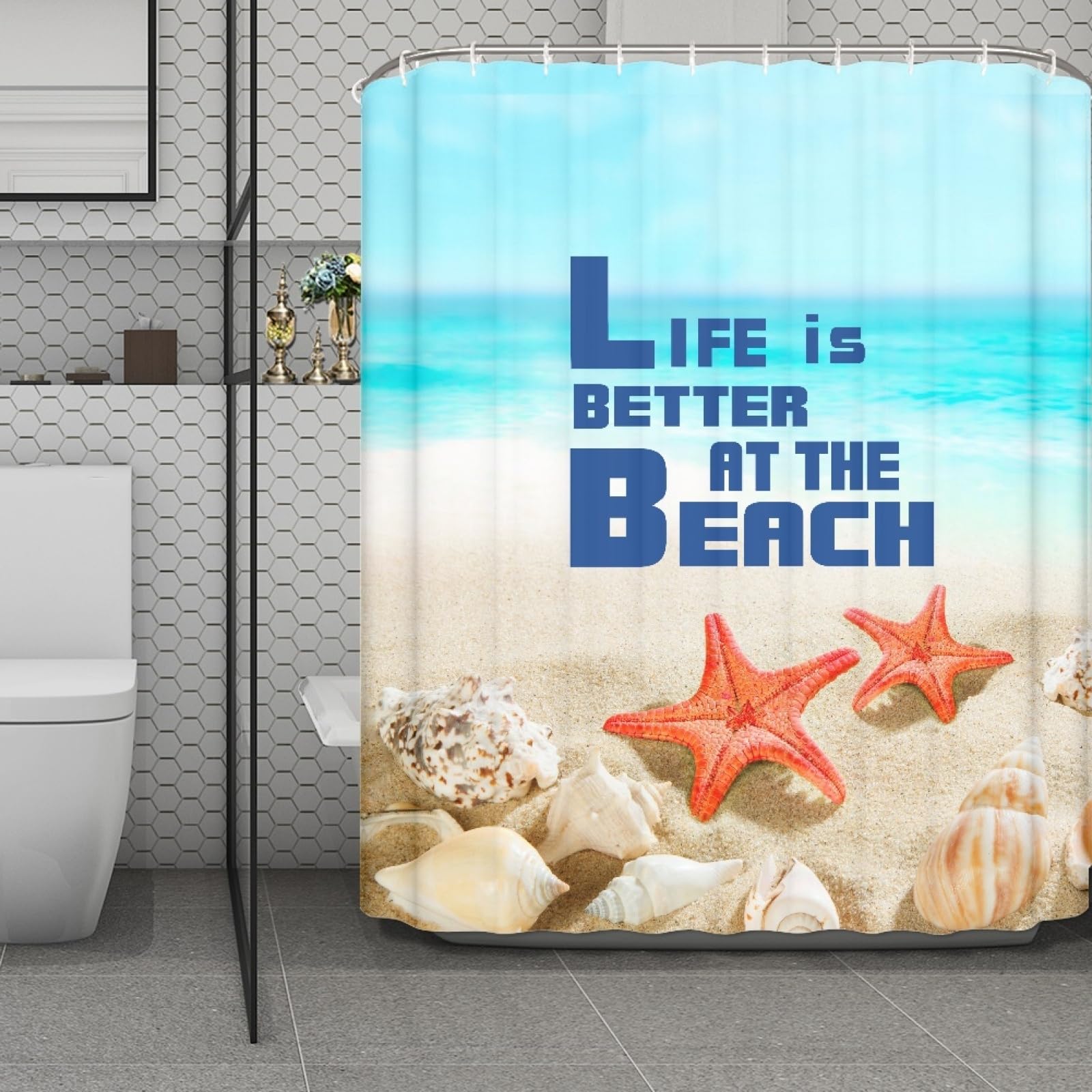 Rideau de douche imperméable lavable 180x220 tissu polyester