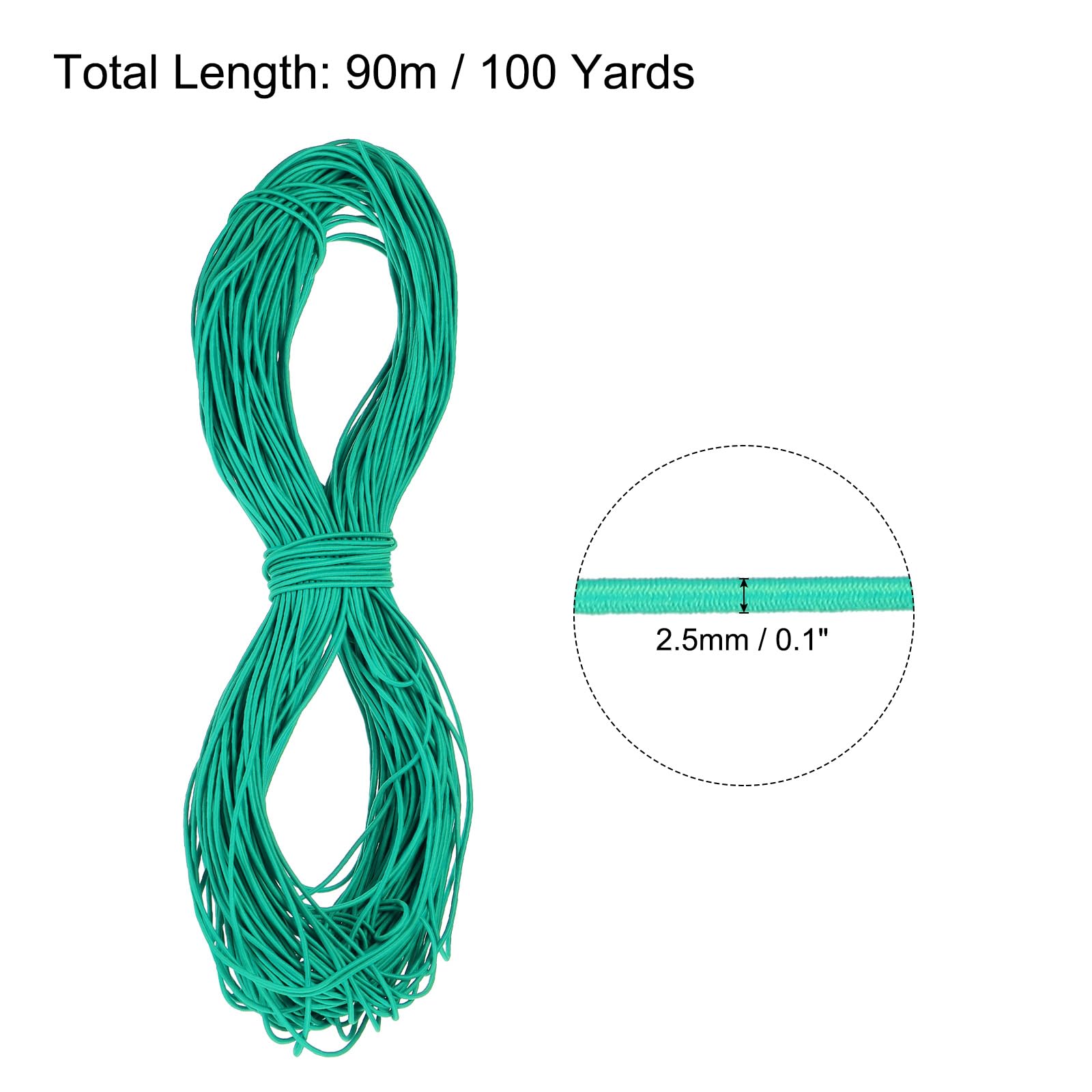 PATIKIL 100 Yards(90m) Bungee Cord Elastic Cord Heavy Stretch String Rope 2.5mm Cyan for Crafting DIY Sewing Hook Straps Camping Tie Down Strap - Image 2