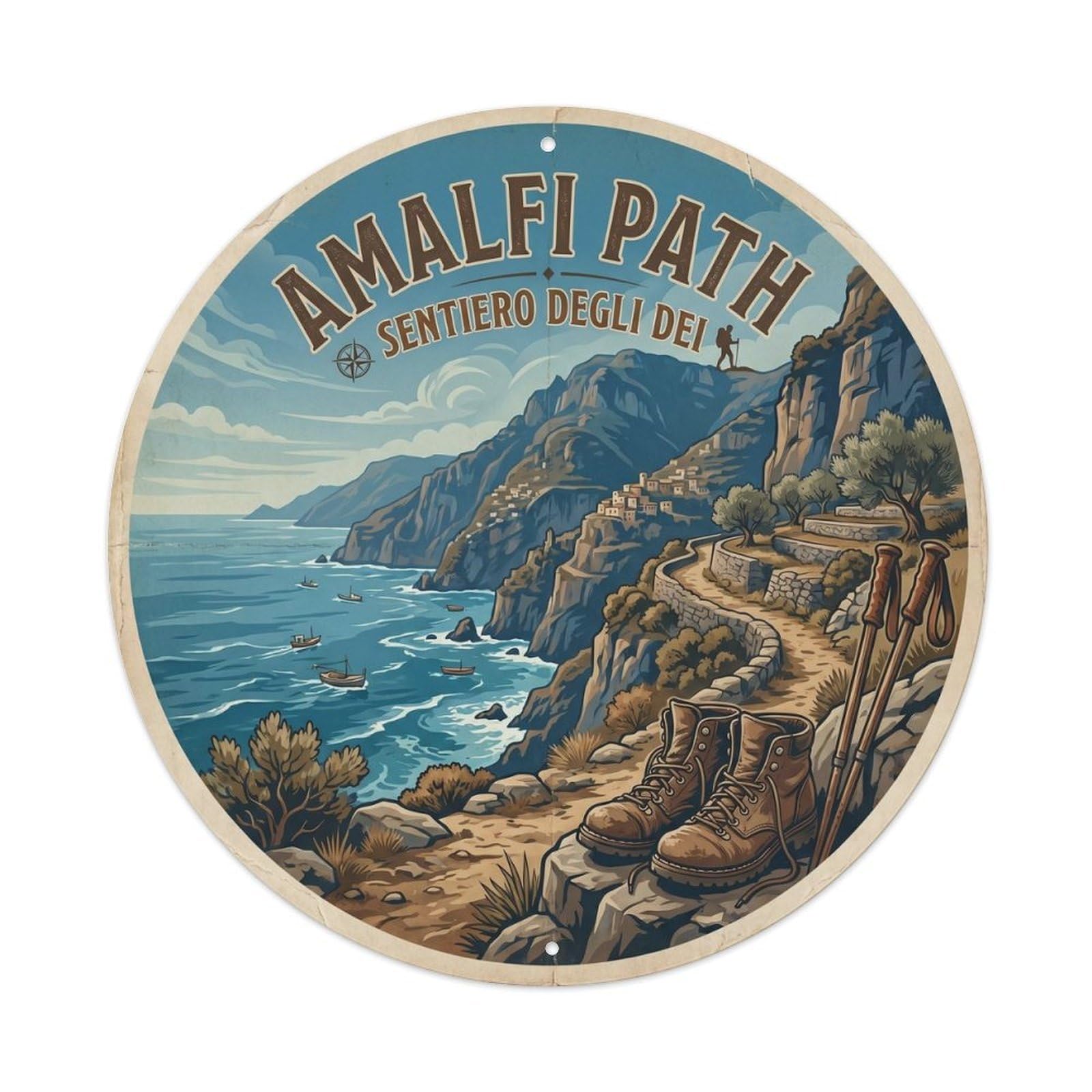 Amalfi Italy Activity Travel Path Of Vintage Metal Tin Sign