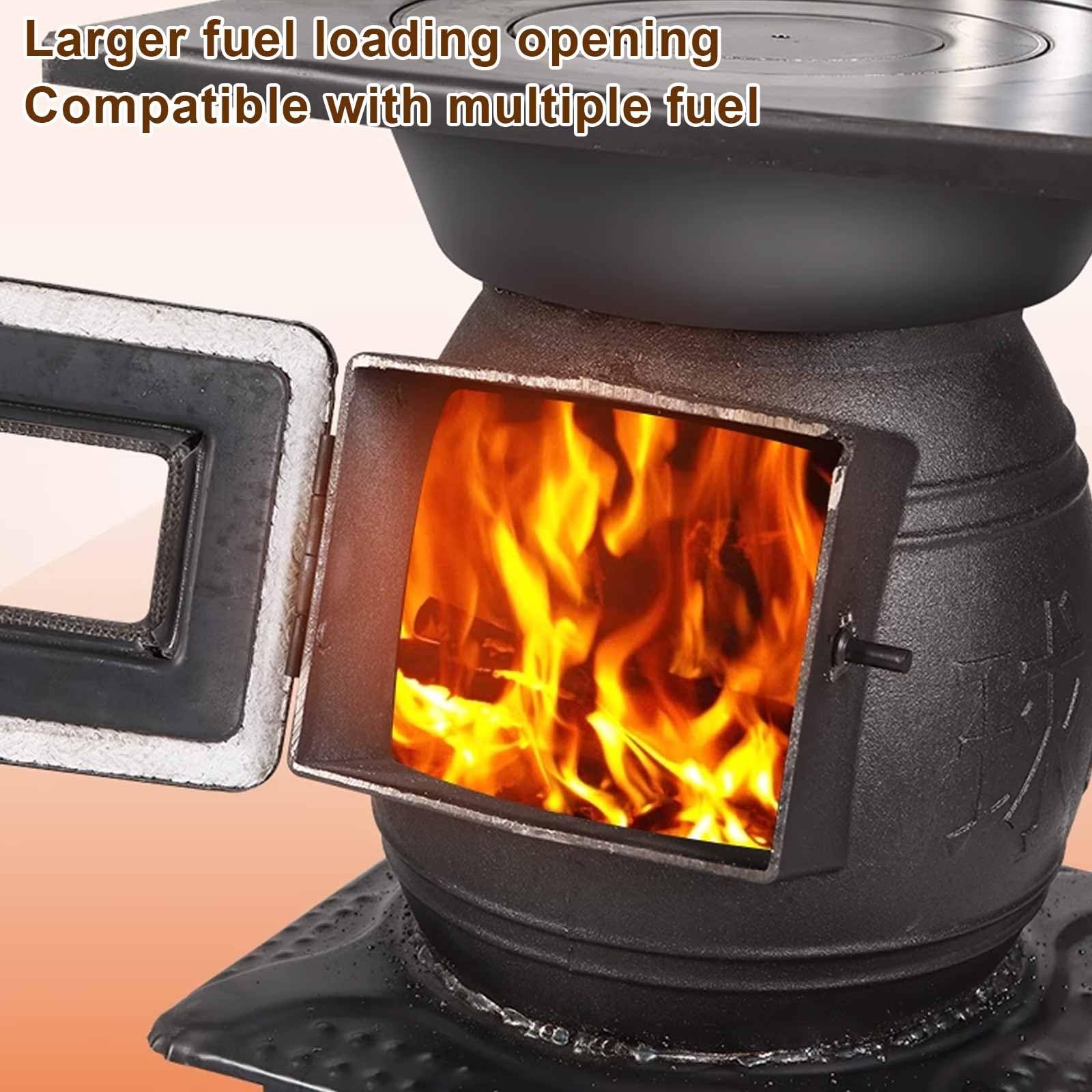 Stufa a Legna In Ghisa con Finestra di Osservazione del Fuoco, Efficiente Dissipazione del Calore Combustione Secondaria, Completamente Saldato Senza Fumo Stufe a Legna da Interno