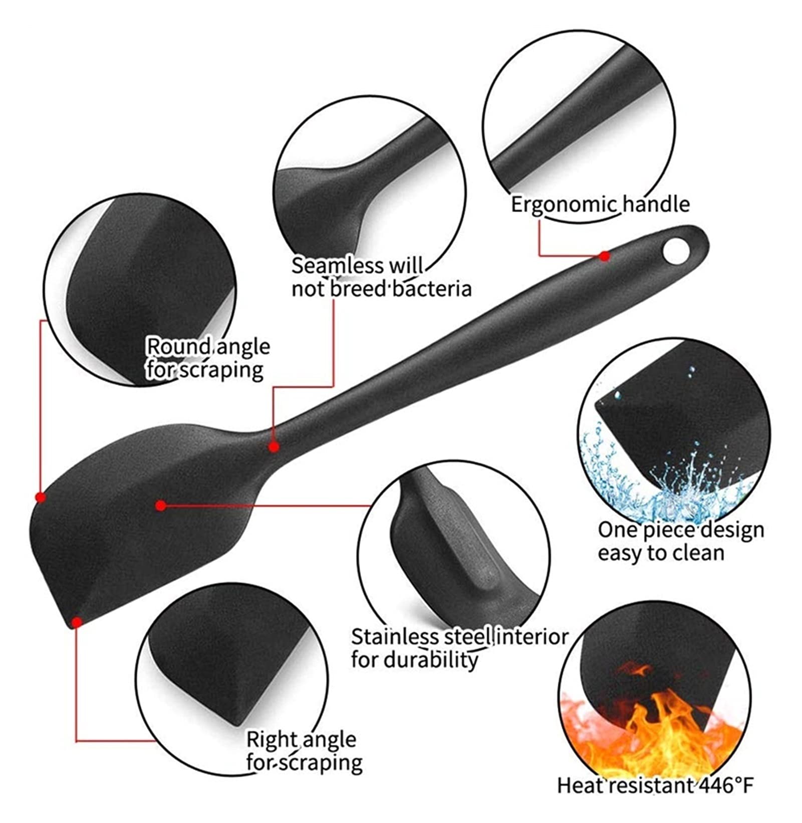 Espatula Cocina Silicona Spátula Set Resistente al Calor Espátulas Pastel de espátula Espátulas Espátulas Hornear, cocinar, raspar y Mezclar Espatula Reposteria