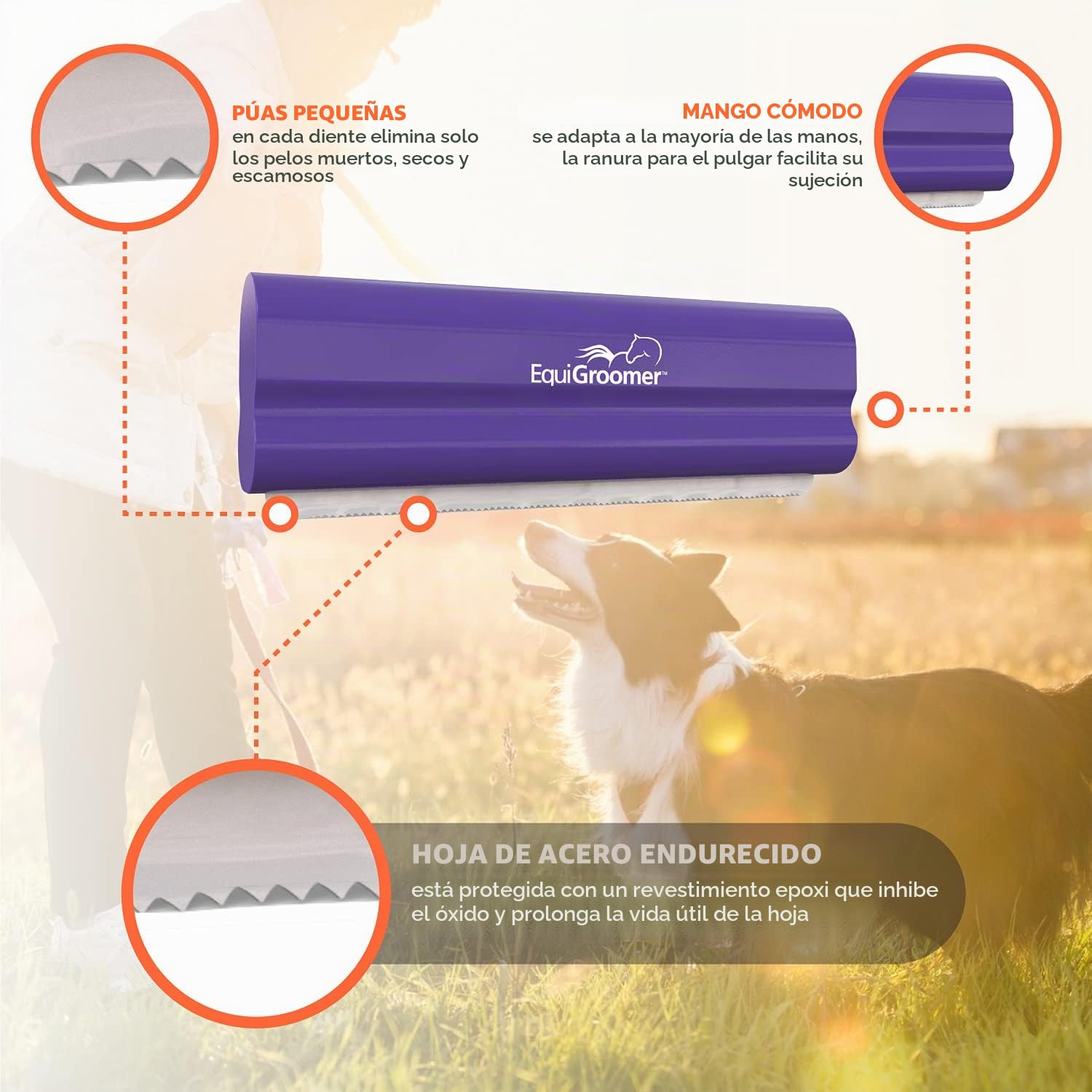 EquiGroomer Cepillo para Perros y Gatos 12,7 cm Morado
