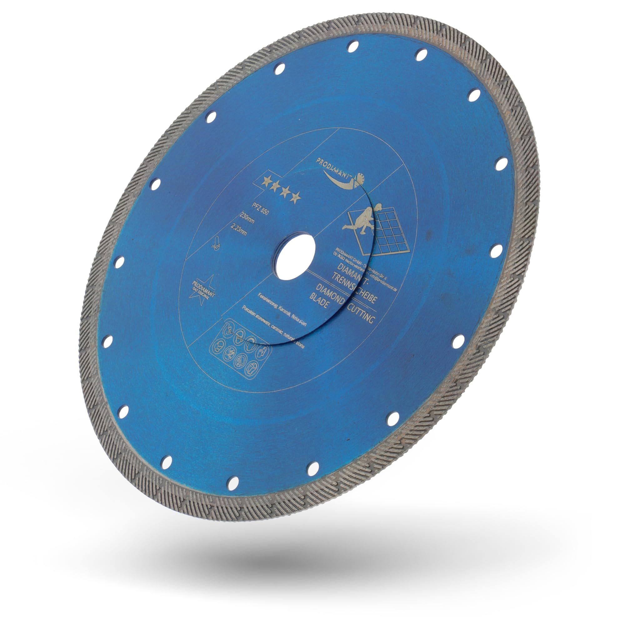 PRODIAMANT FZ850 - Disco de corte de diamante de cerámica para exteriores (230 mm, corte freehand para gres porcelánico de 2 a 3 cm) y cerámica para exteriores