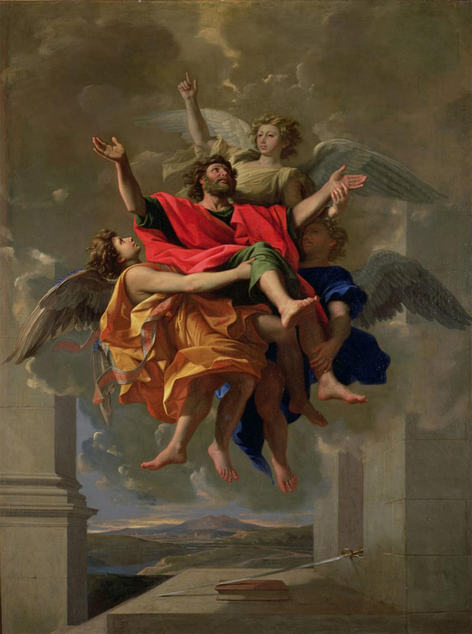 SERENDIPITP Vintage Picture Print on Canvas Wall Art Poster the Vision of Paul by Nicolas Poussin Artwork Print Poster for Wall Decor 60x90cm