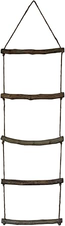 White Rope Towel Ladder – Hanging Towel Rack With Wooden Rungs