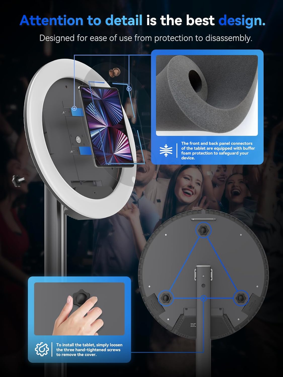 Portable Photo Booth Compatible with Any Ipad, Software Remote Control RGB Light Ring Music Sync, Selfie Photobooth Shell Machine for Parties Wedding Rental (Q1)